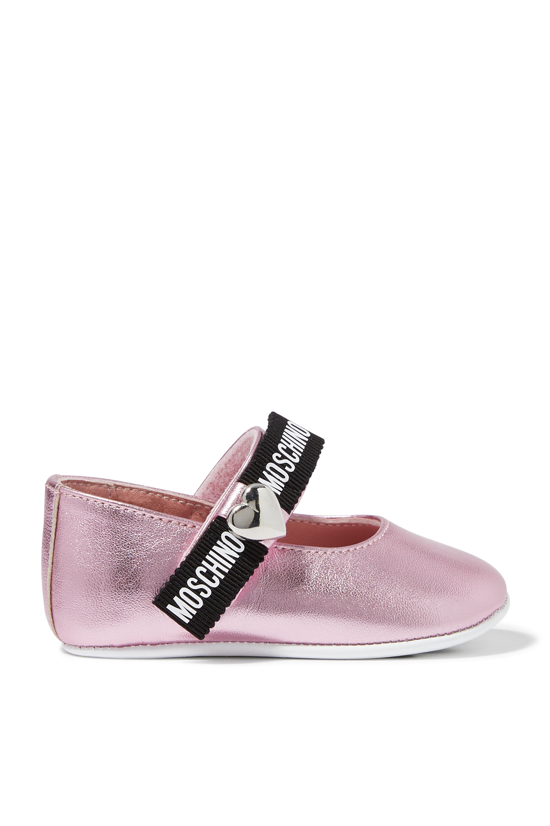 حذاء بالرينا جلد بشعار الماركة للأطفال