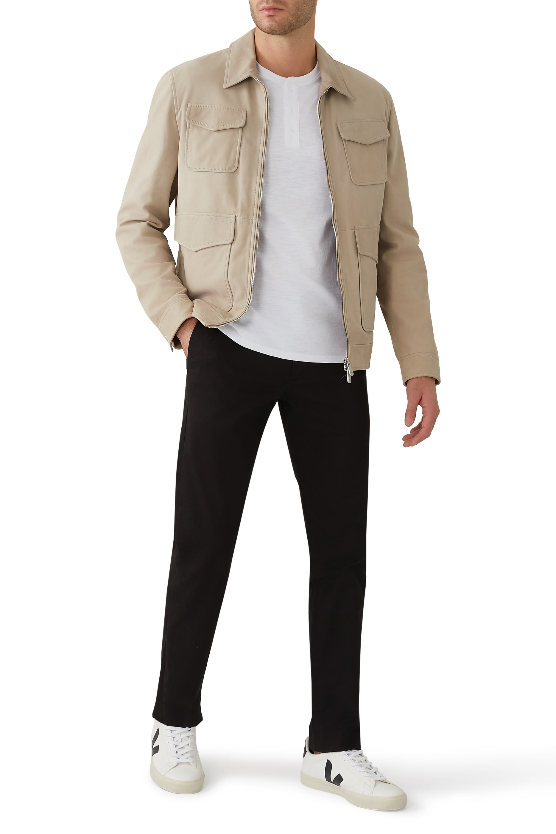 قميص هينلي قطن بأكمام قصيرة