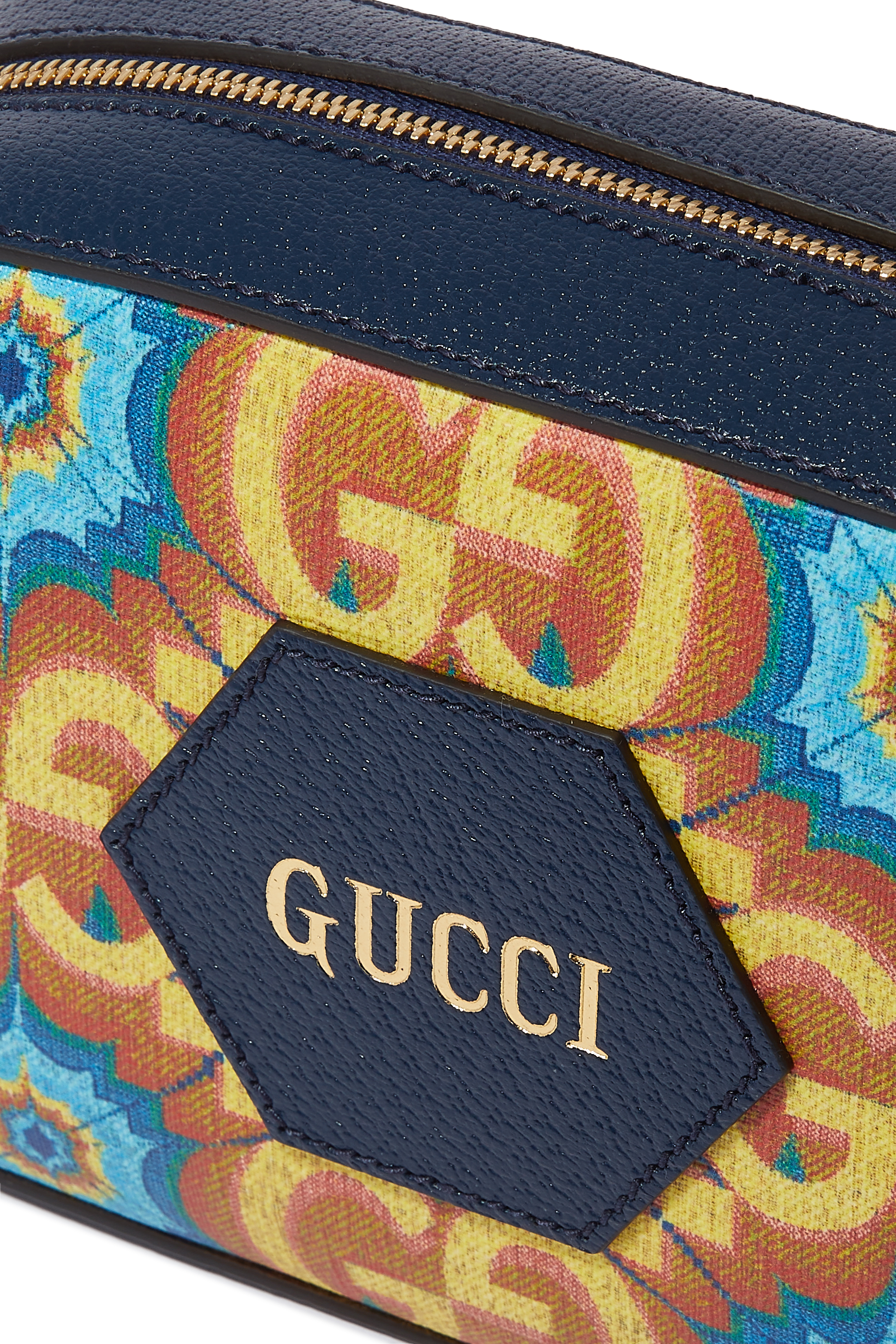 حقيبة مسنجر قنب سوبريم باللونين الأزرق والبرتقالي من مجموعة Gucci 100