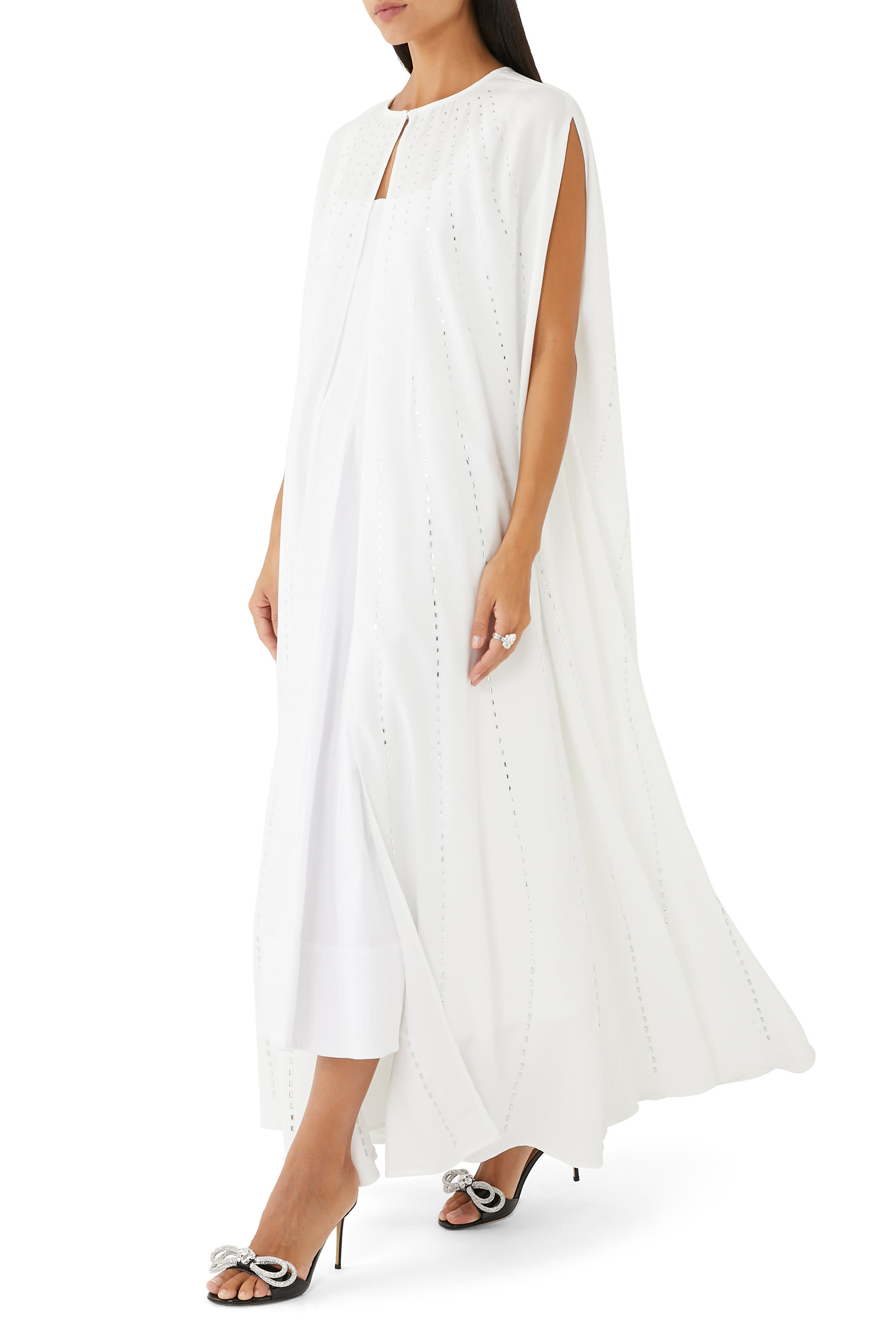 حذاء مفتوح من الخلف 95 بربطتي فيونكة جلد لامع