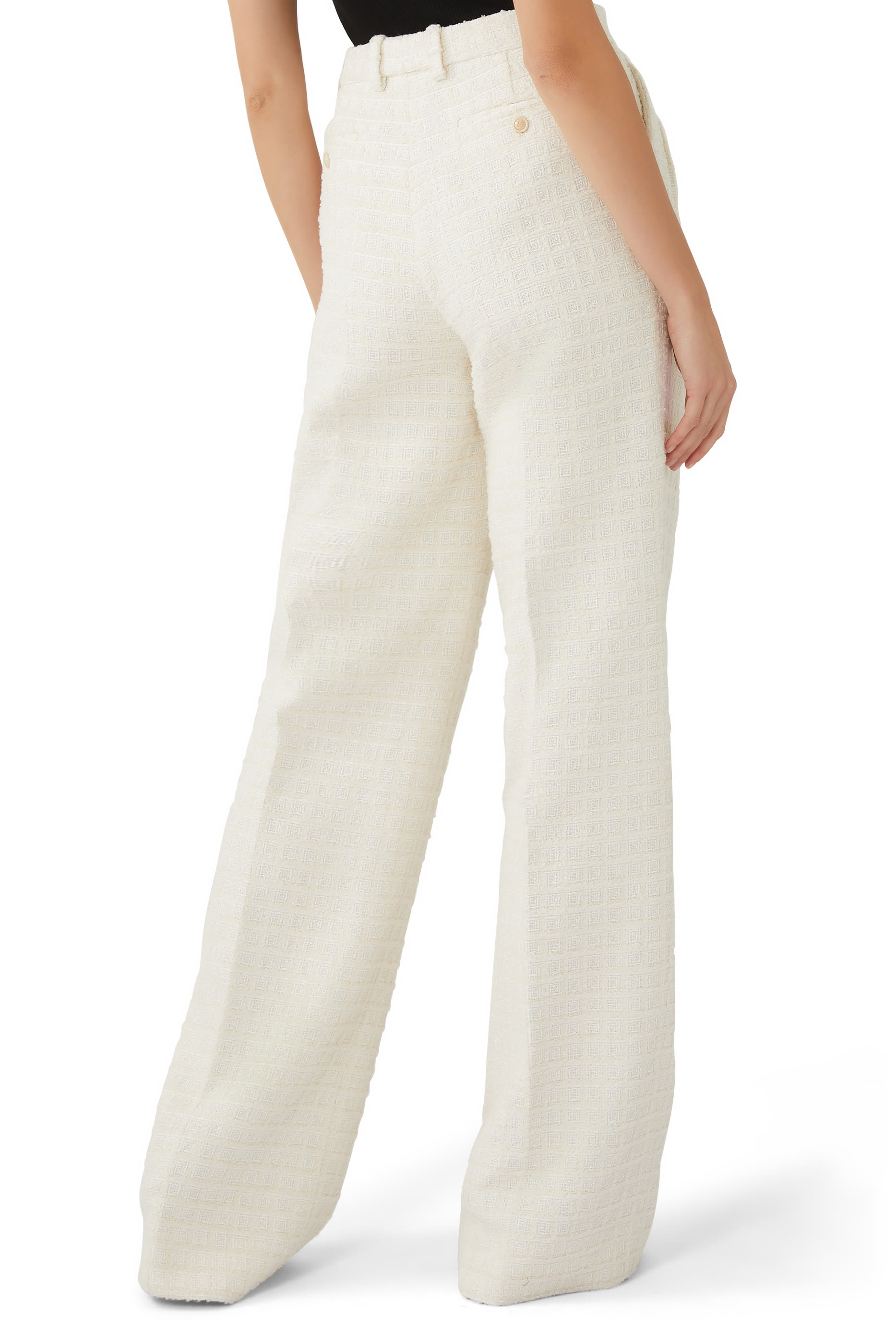 بنطال تويد بقصة ساق واسعة