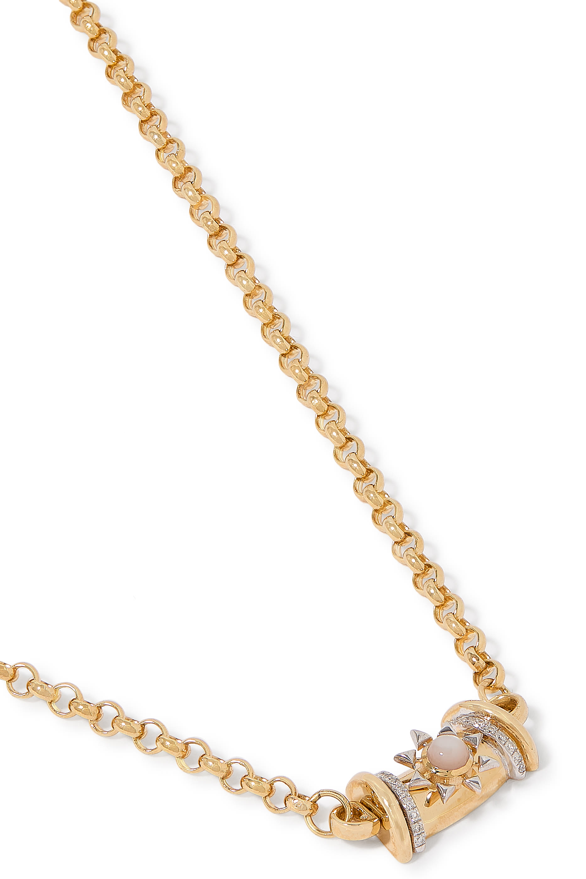 قلادة ووريور ستار مرصعة بالماس وعرق الؤلؤ، ذهب أصفر عيار 18