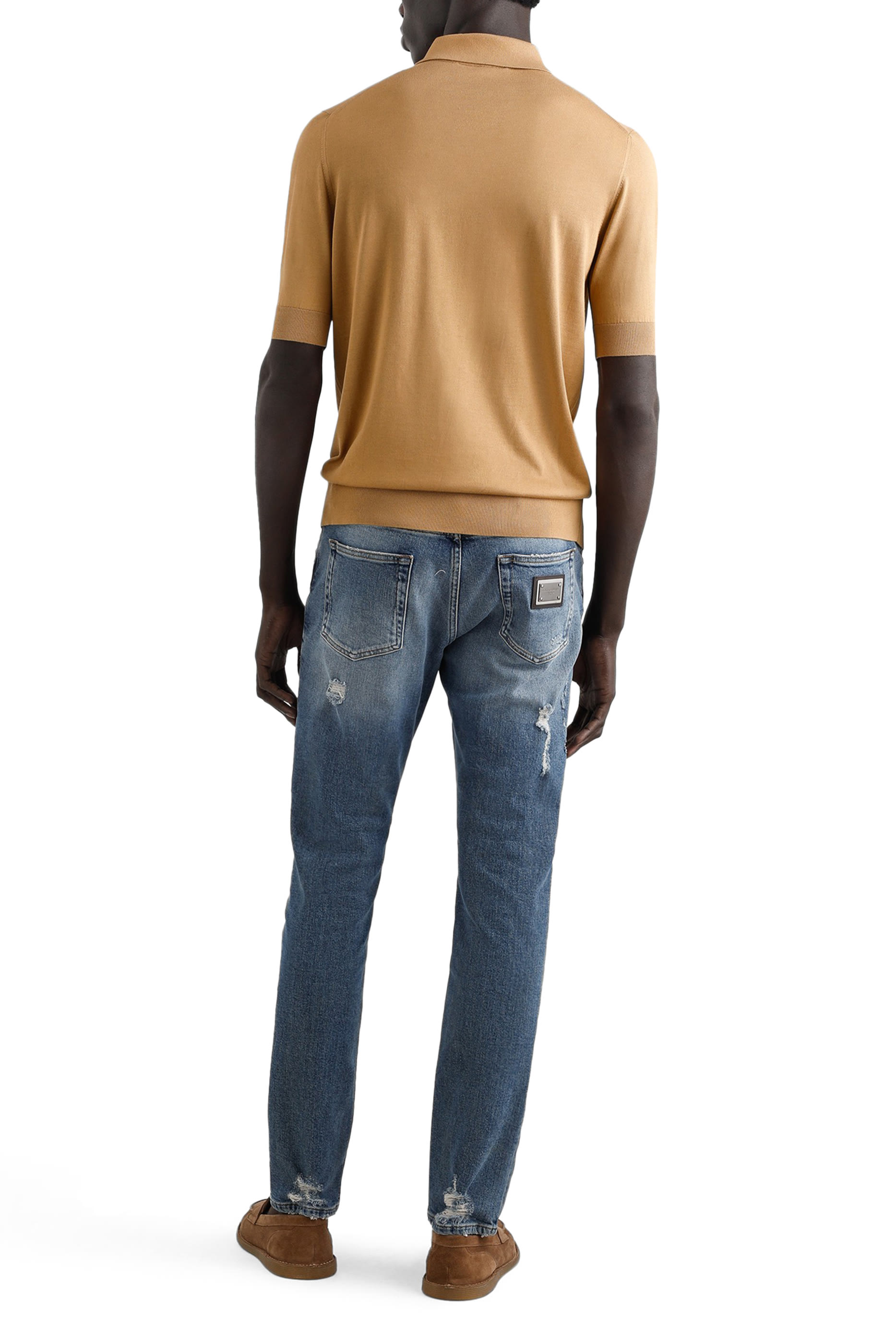 قميص بولو بتطريز شعار الماركة حرير