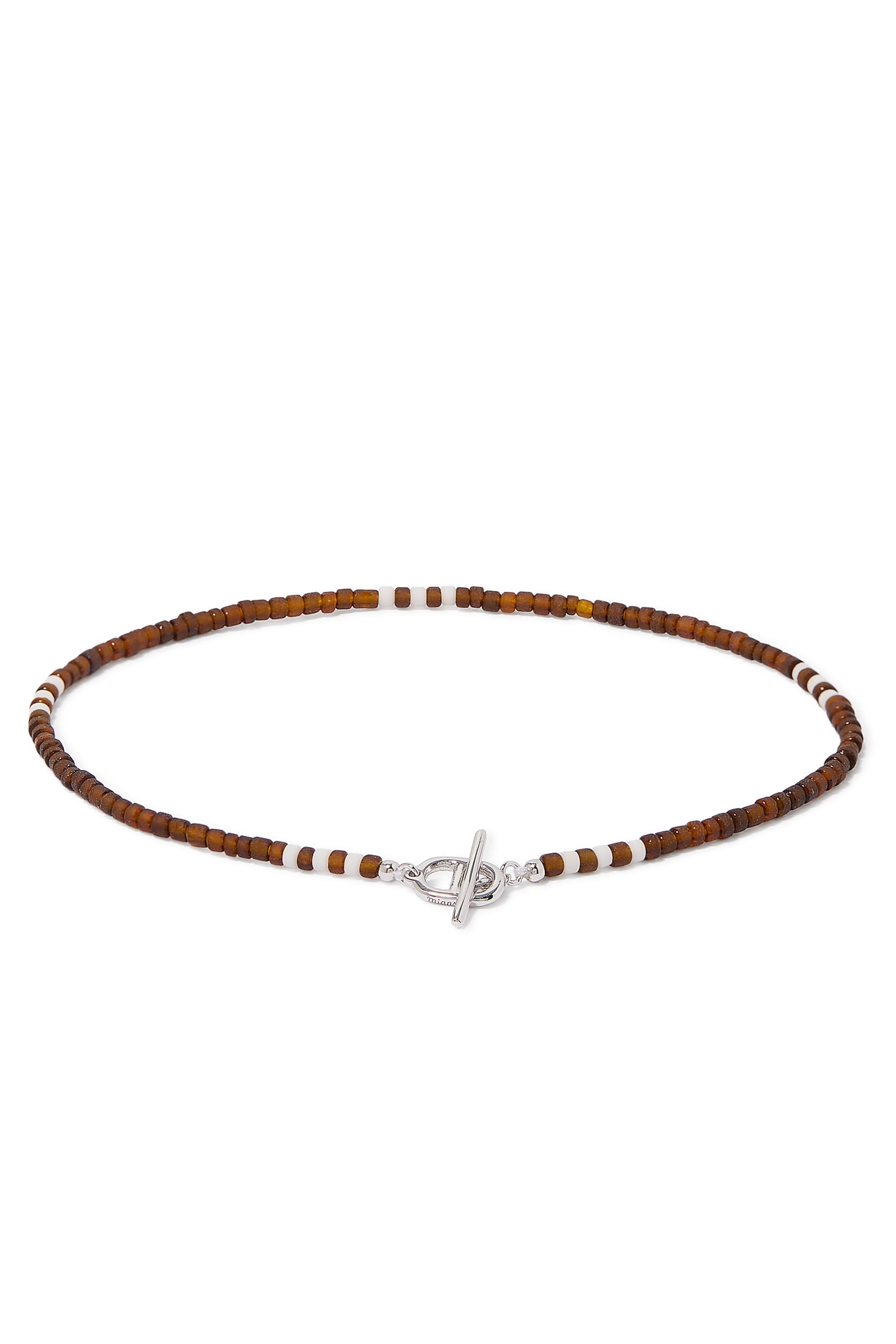 سوار آفي مرصع بخرز هيشي عنبر داكن، فضة إسترلينية