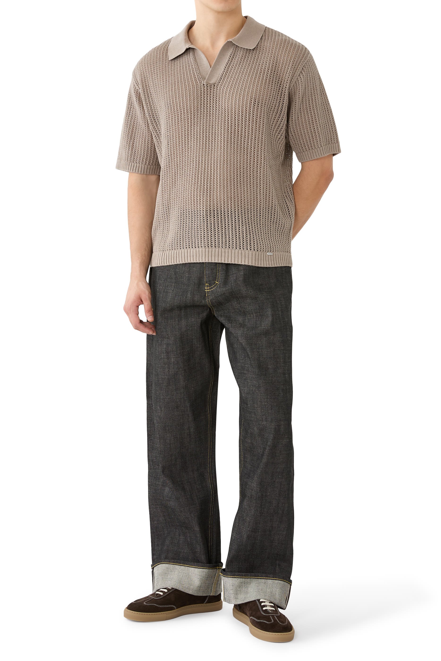 بنطال جينز دنيم بحافة منسوجة