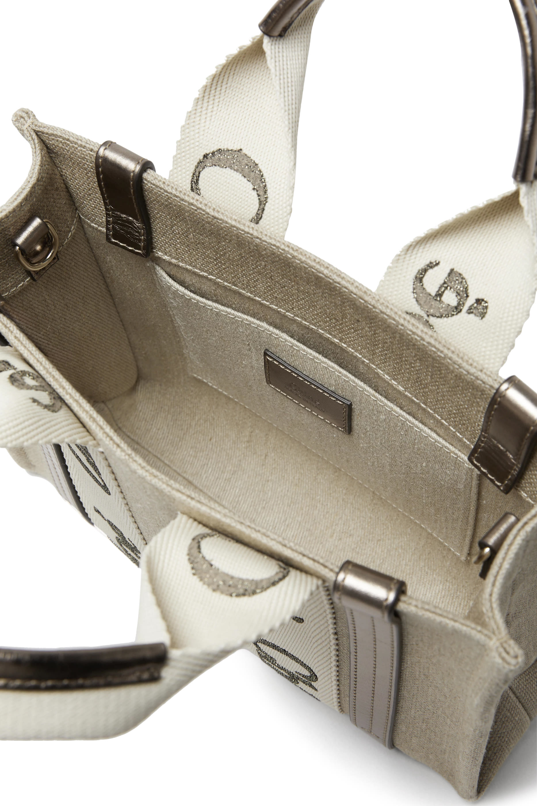 حقيبة يد وودي صغيرة جلد وكتان