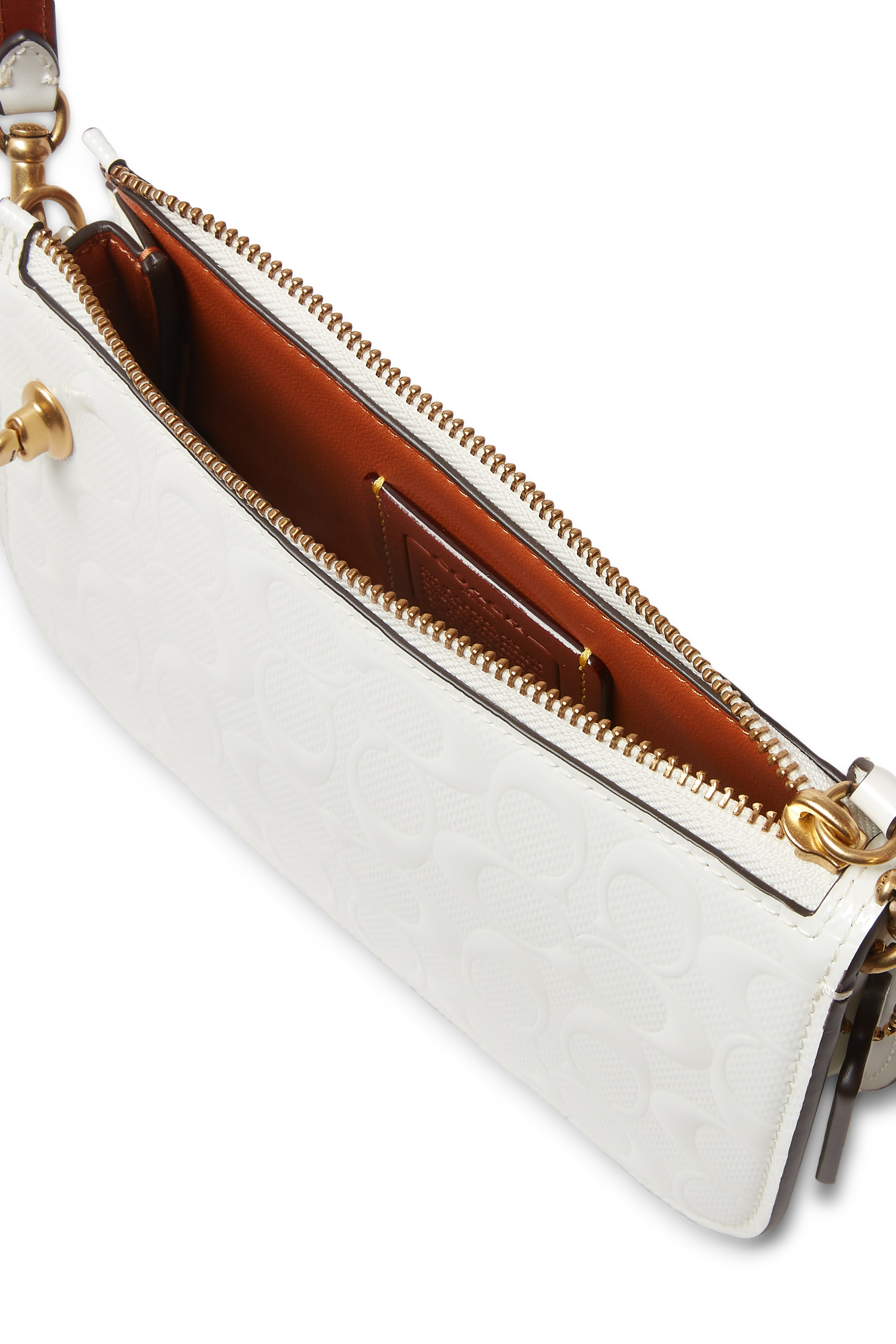 حقيبة كتف بين جلد بنقشة شعار الماركة