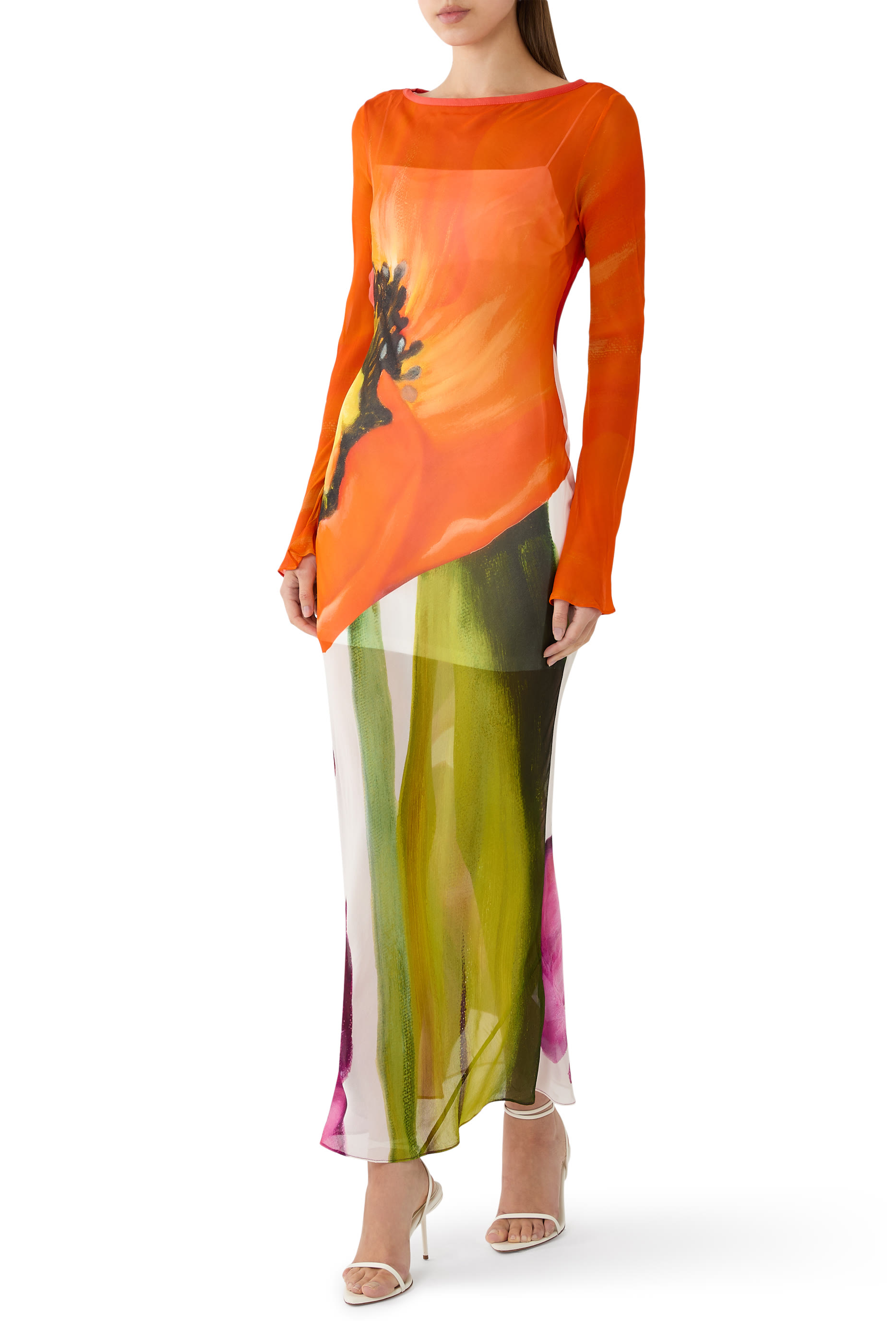 فستان أوغست طويل بأكمام طويلة