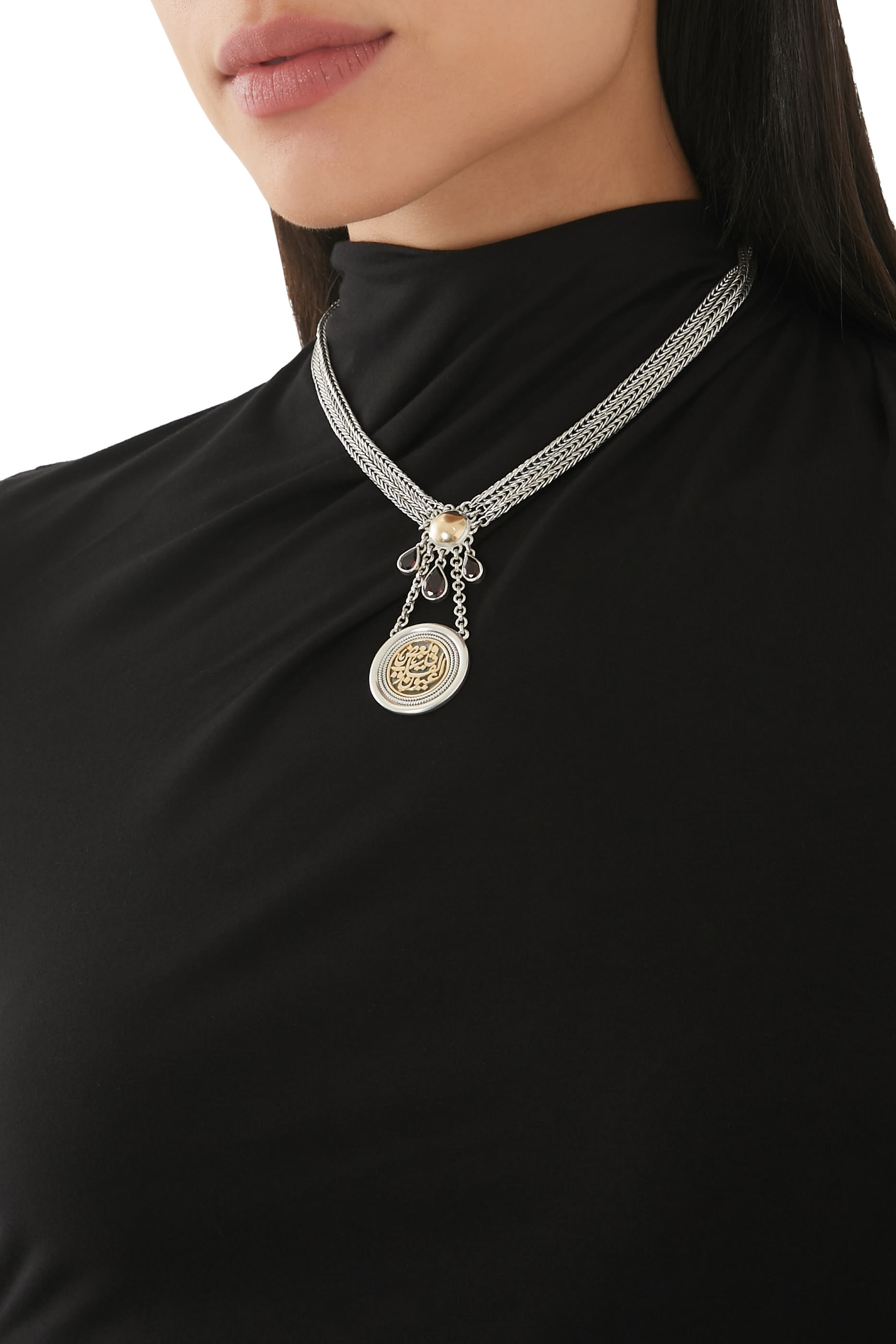 قلادة ترو فيجن اوف ذا هارت مرصعة بالعقيق ذهب أصفر عيار 18 وفضة إسترلينية