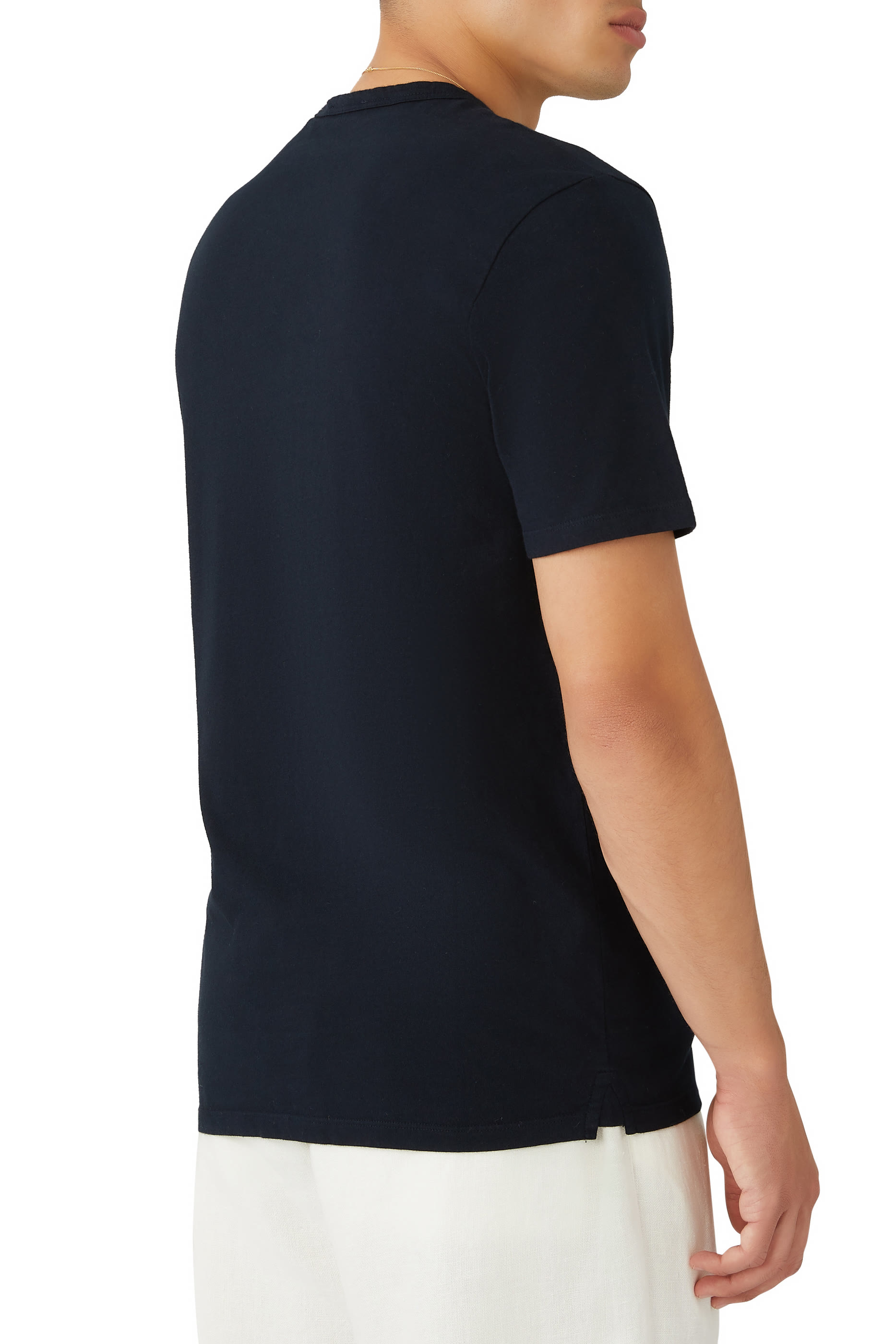 تيشيرت مصبوغ بأكمام قصيرة وياقة ضيقة