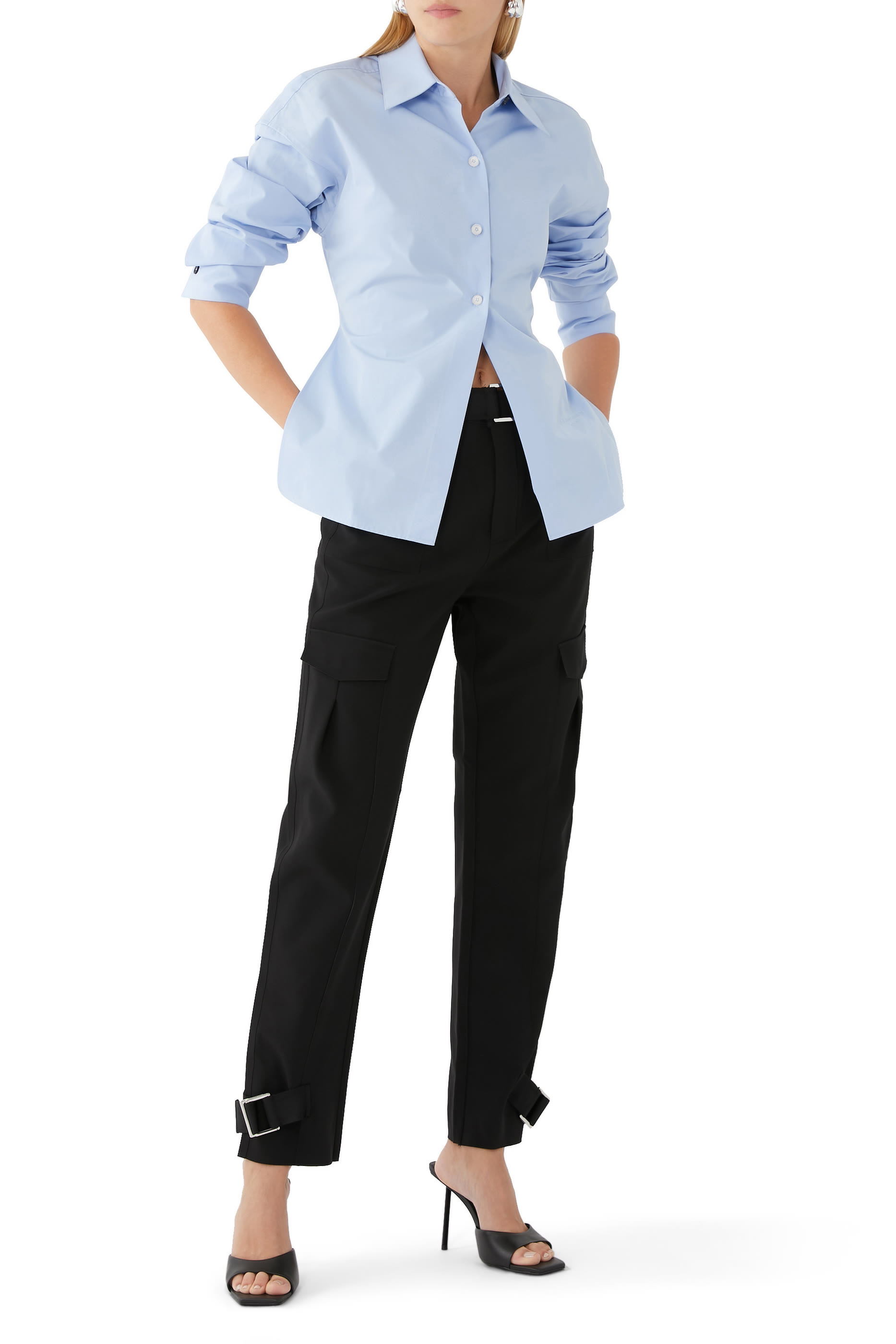 قميص بظهر مضلع وخصر مزموم