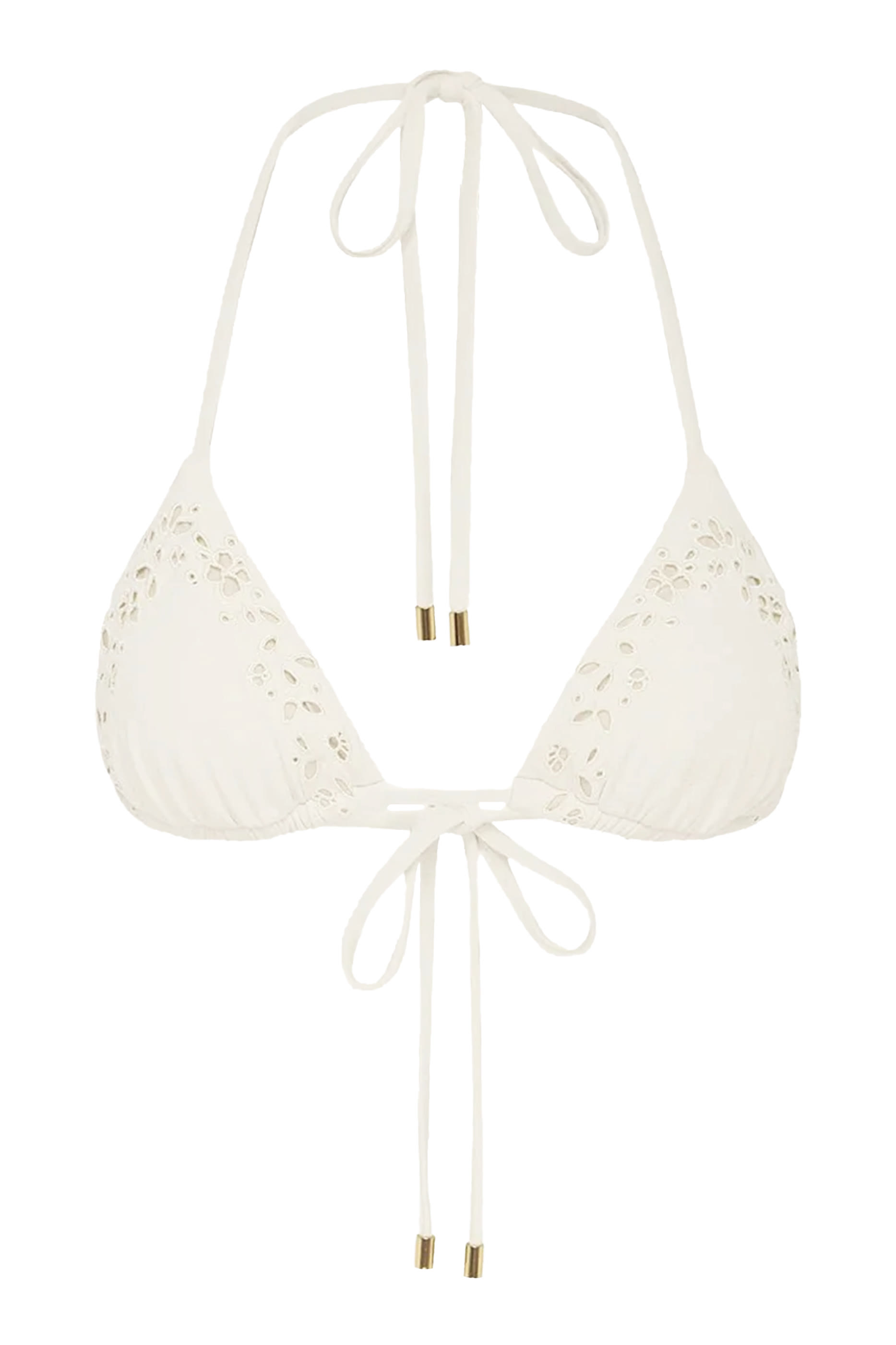 قطعة بيكيني علوية ميموار بتطريزات وأربطة وقوالب مثلثة