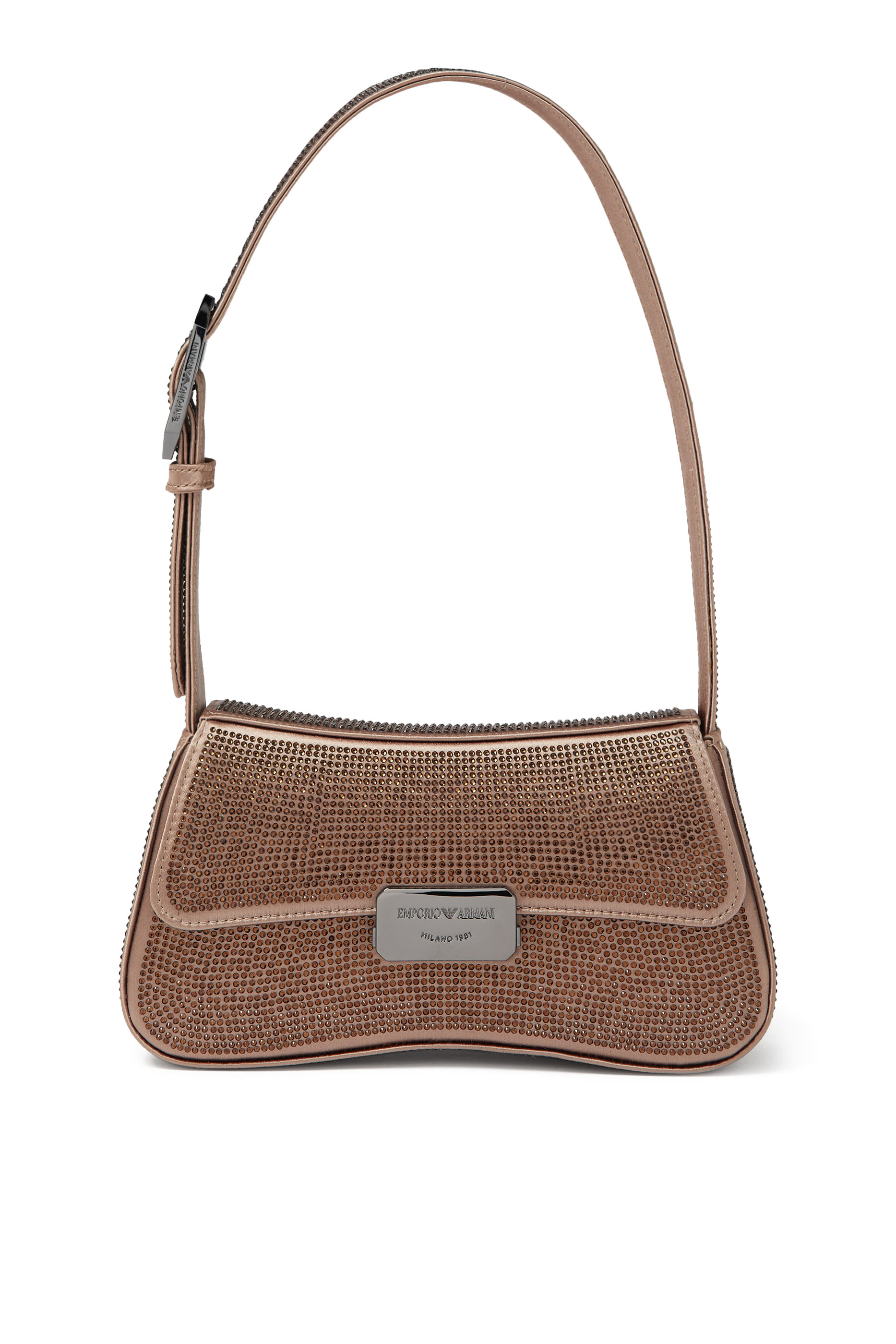 حقيبة كتف بتصميم مستطيل مزينة بالراين ستان