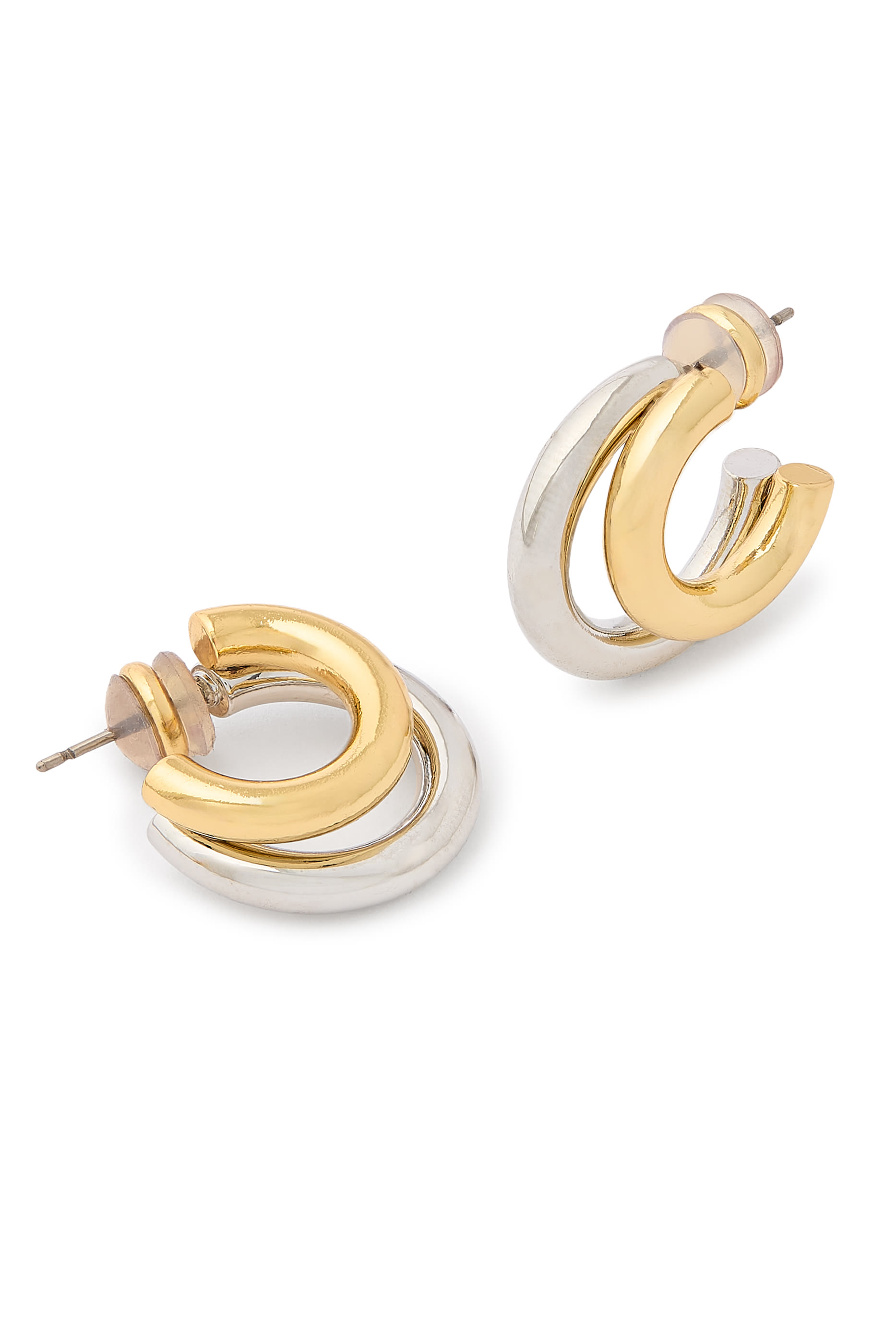 أقراط دائرية مزدوجة بلونين