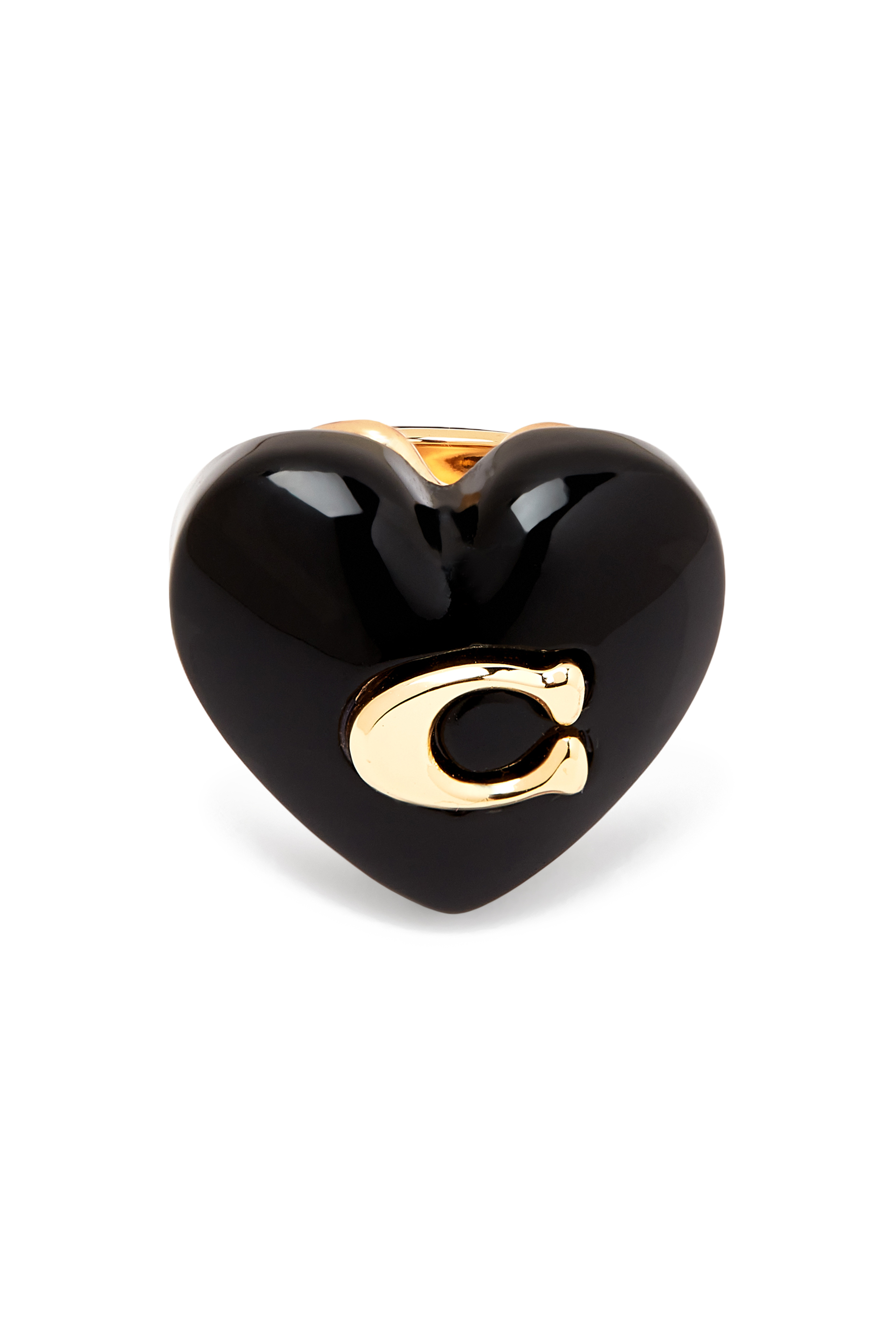 خاتم كوكتيل فينتج بحلية شعار الماركة، نحاس وراتنج