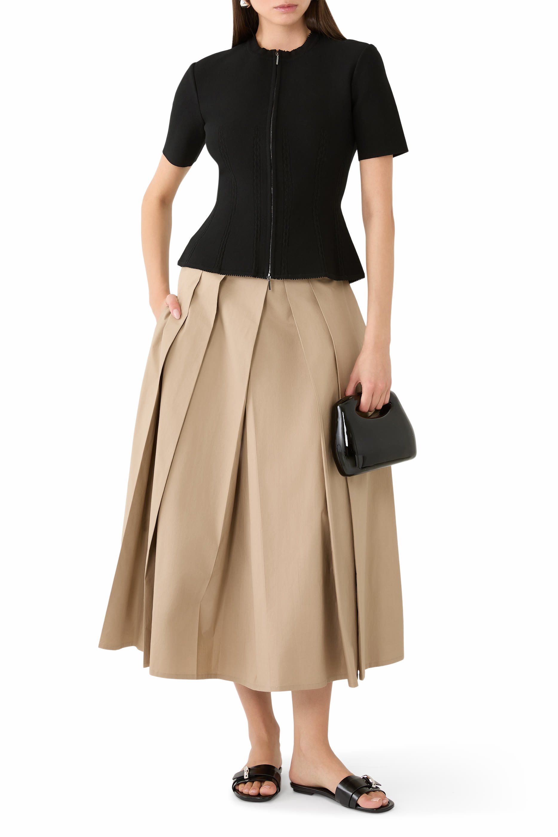 جاكيت بحياكة مطاطية بسحاب