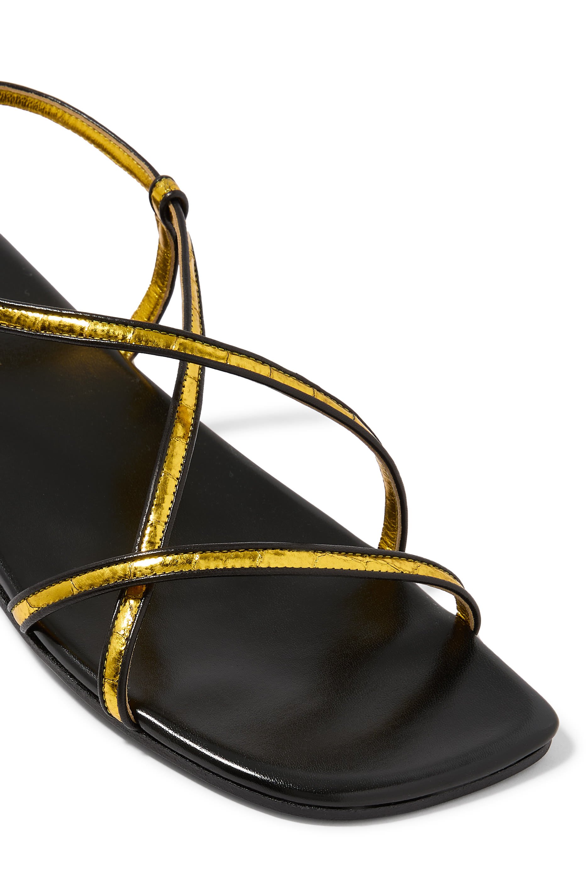 صندل بمقدمة مفتوحة جلد لامع