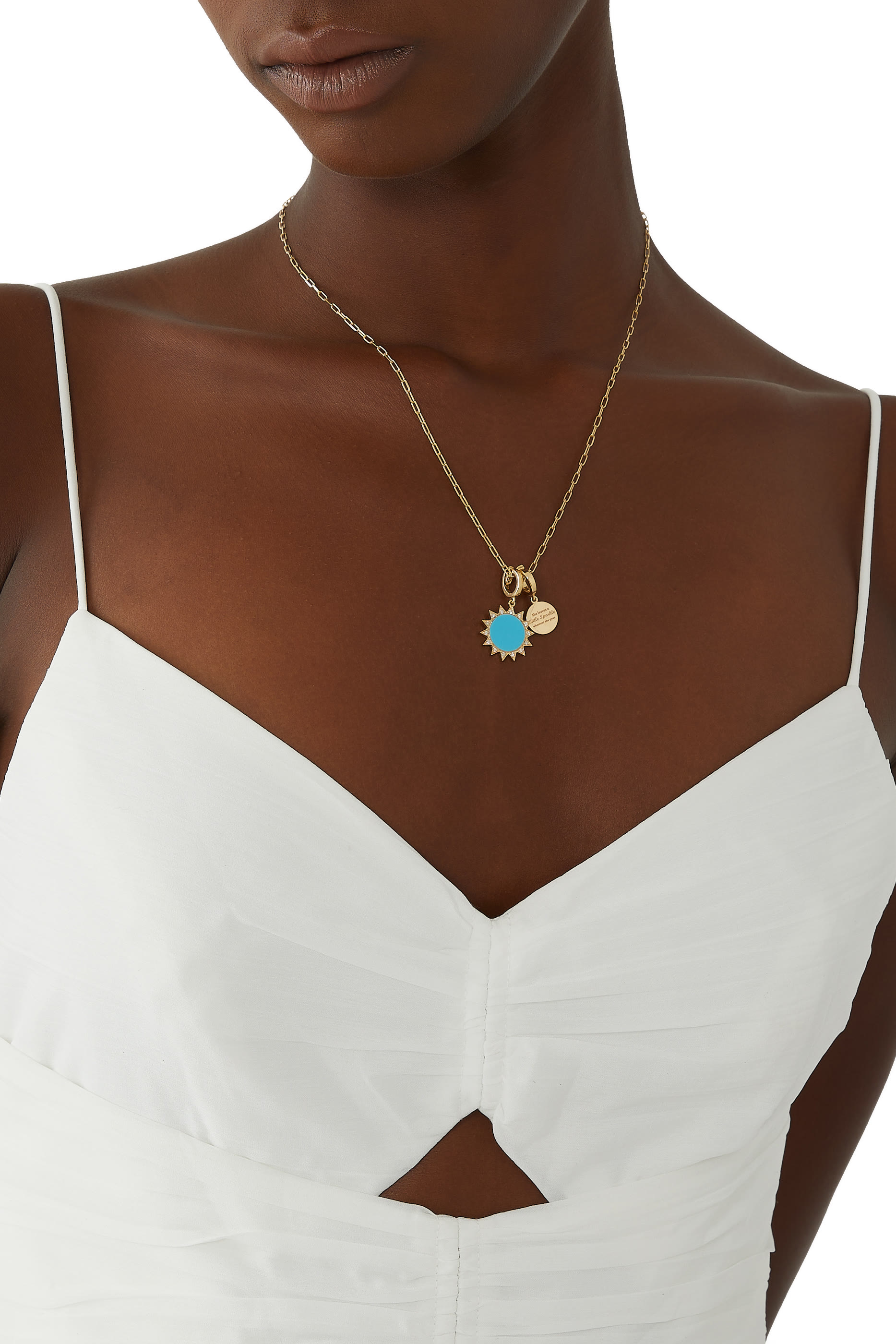 دلاية بتصميم شمس ساطعة مرصعة بالماس ذهب أصفر عيار 18