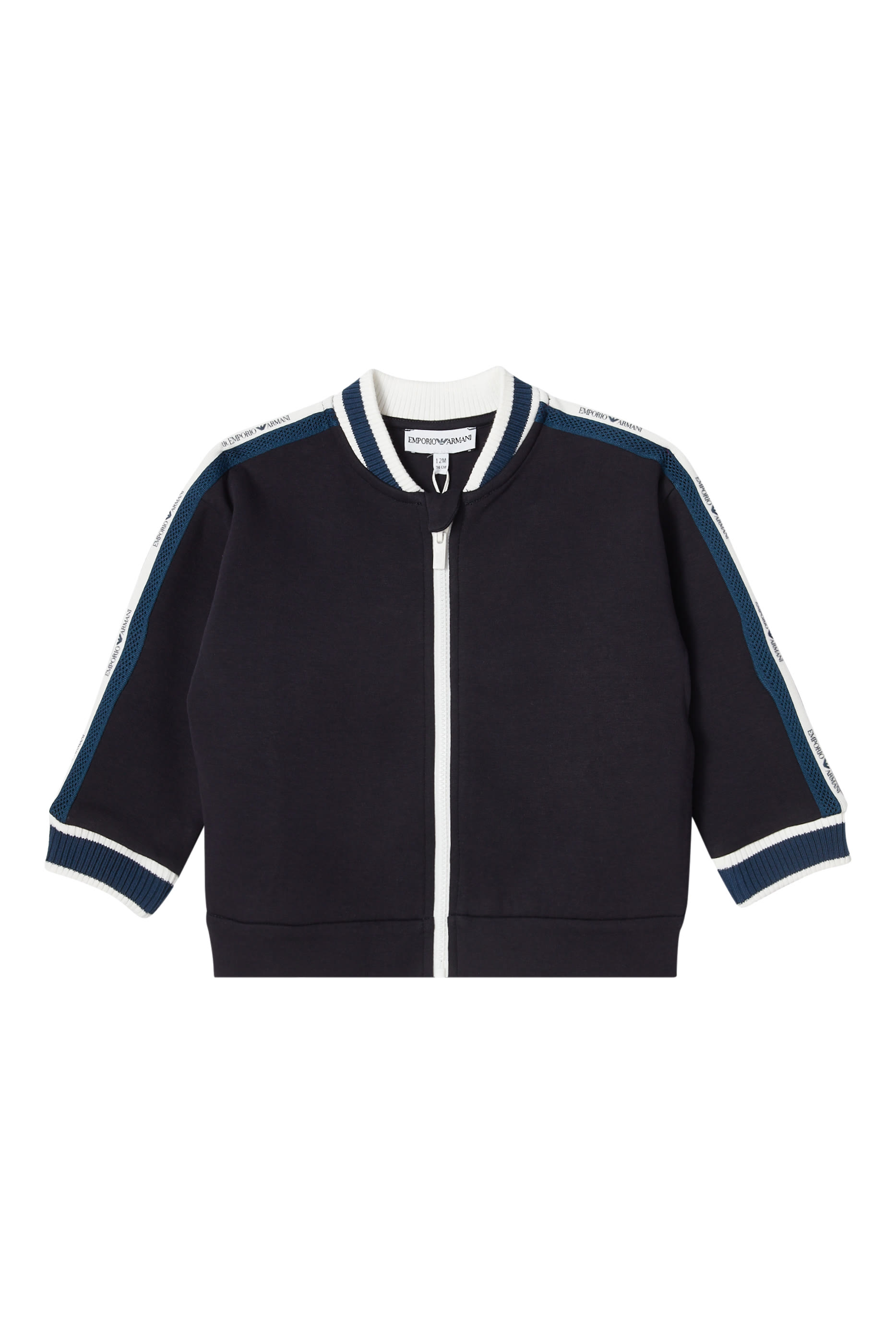 سويت شيرت بشريط بشعار الماركة وسحّاب للأطفال