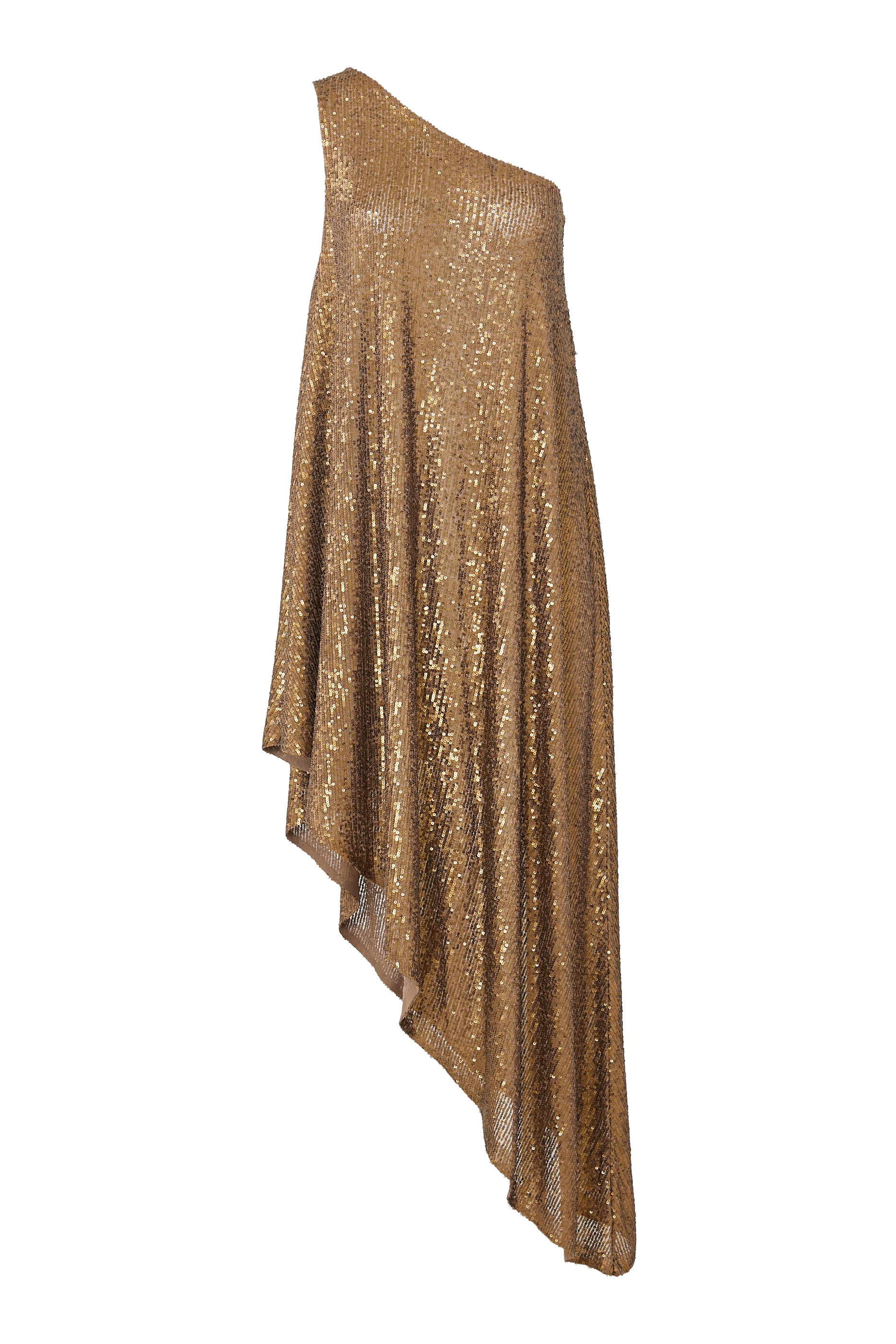 تونيك بحافة مائلة بكتف واحد وتطريزات بالترتر