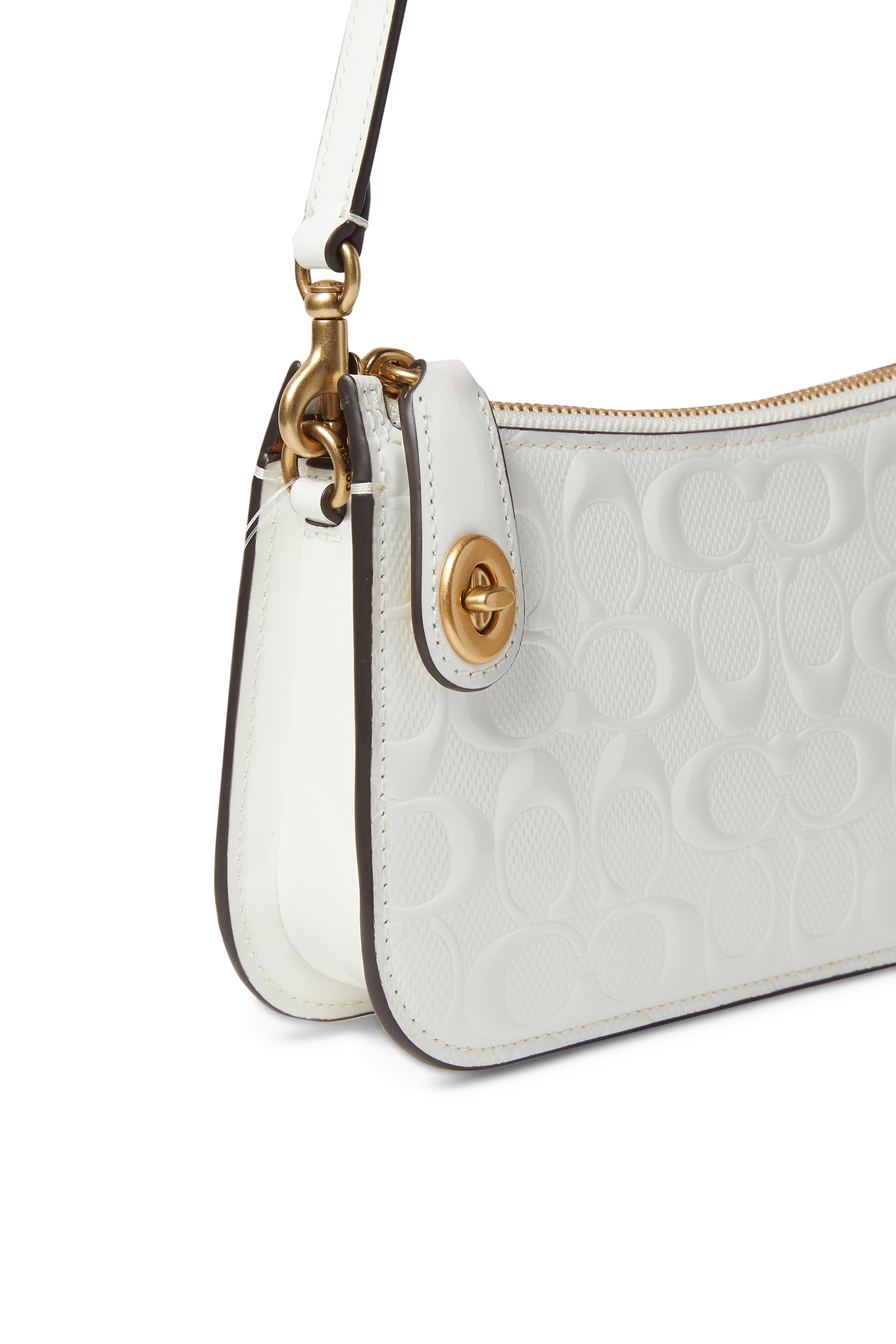 حقيبة كتف بين جلد بنقشة شعار الماركة