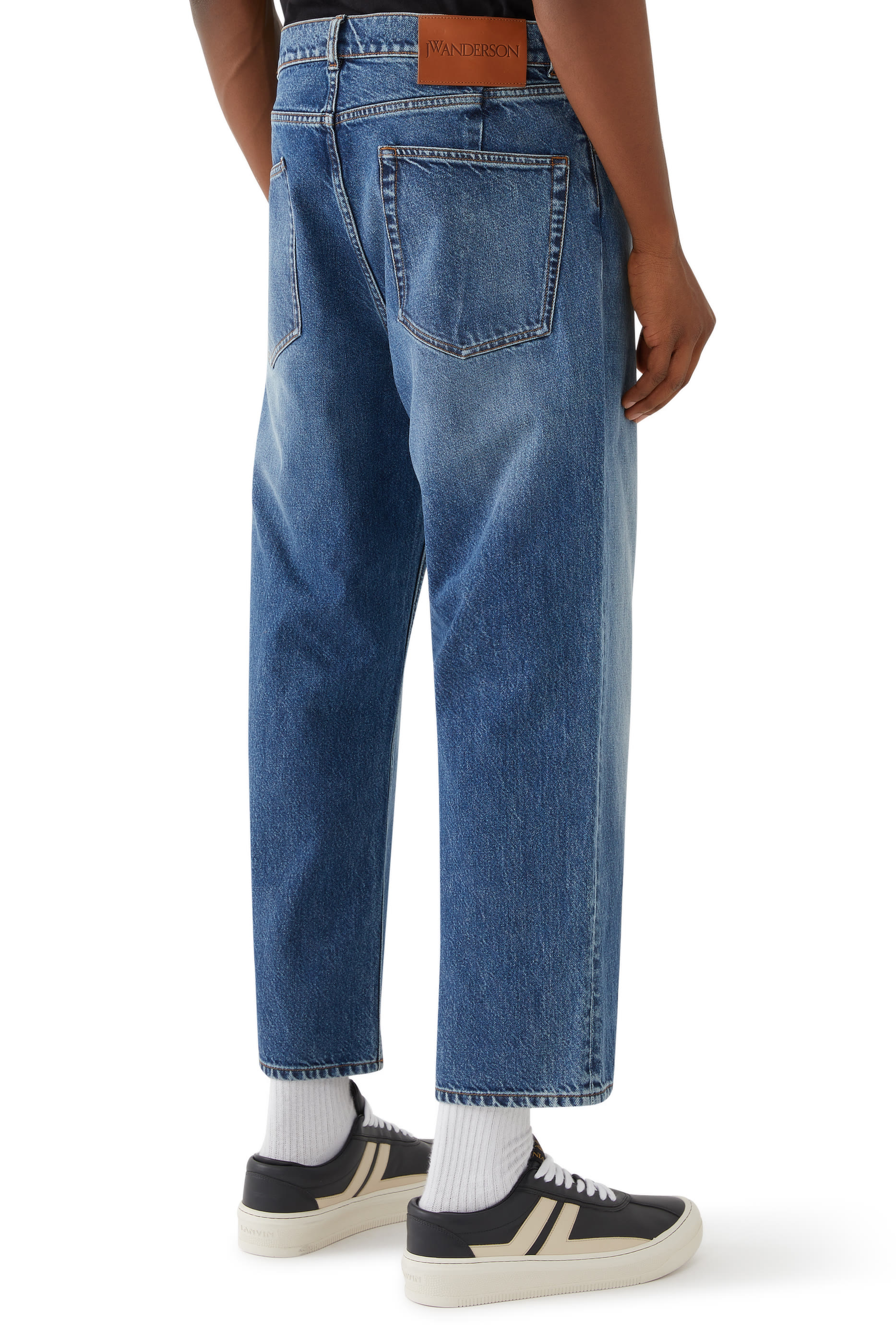 بنطال دنيم قصير بقصة ساق مستقيمة