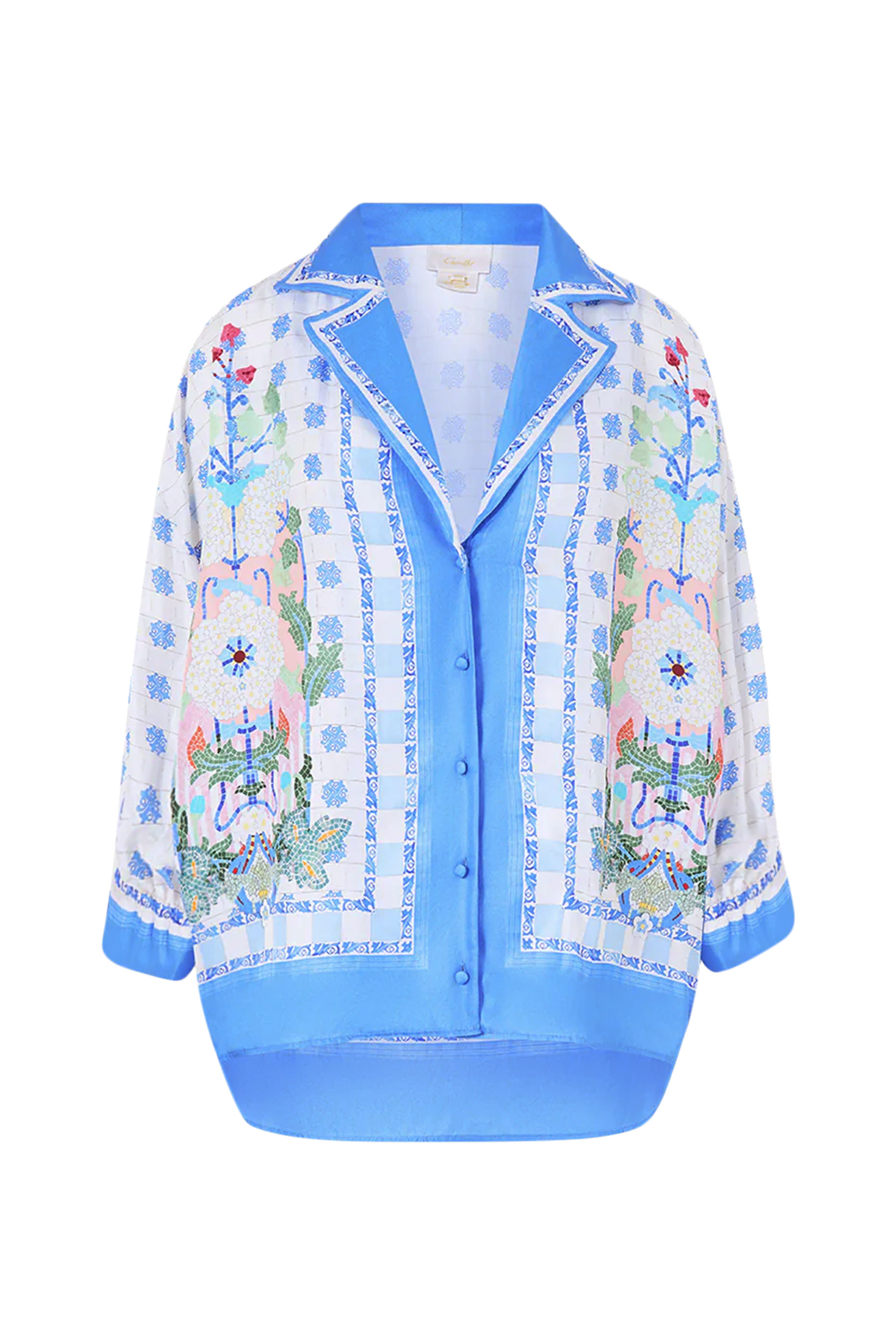 قميص بأساور مكشكشة ونقشة