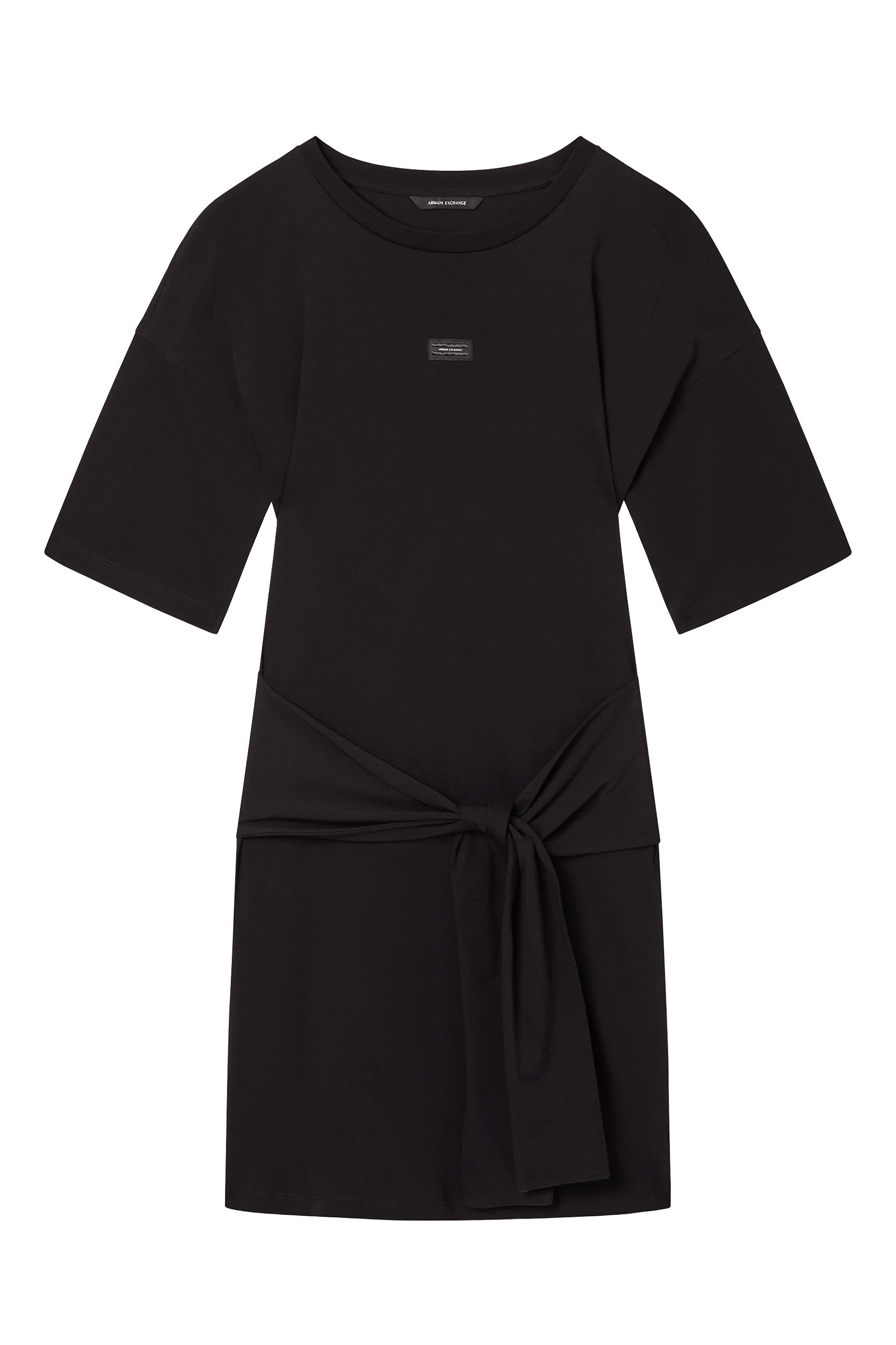 فستان قصير بخصر مزين بشريط