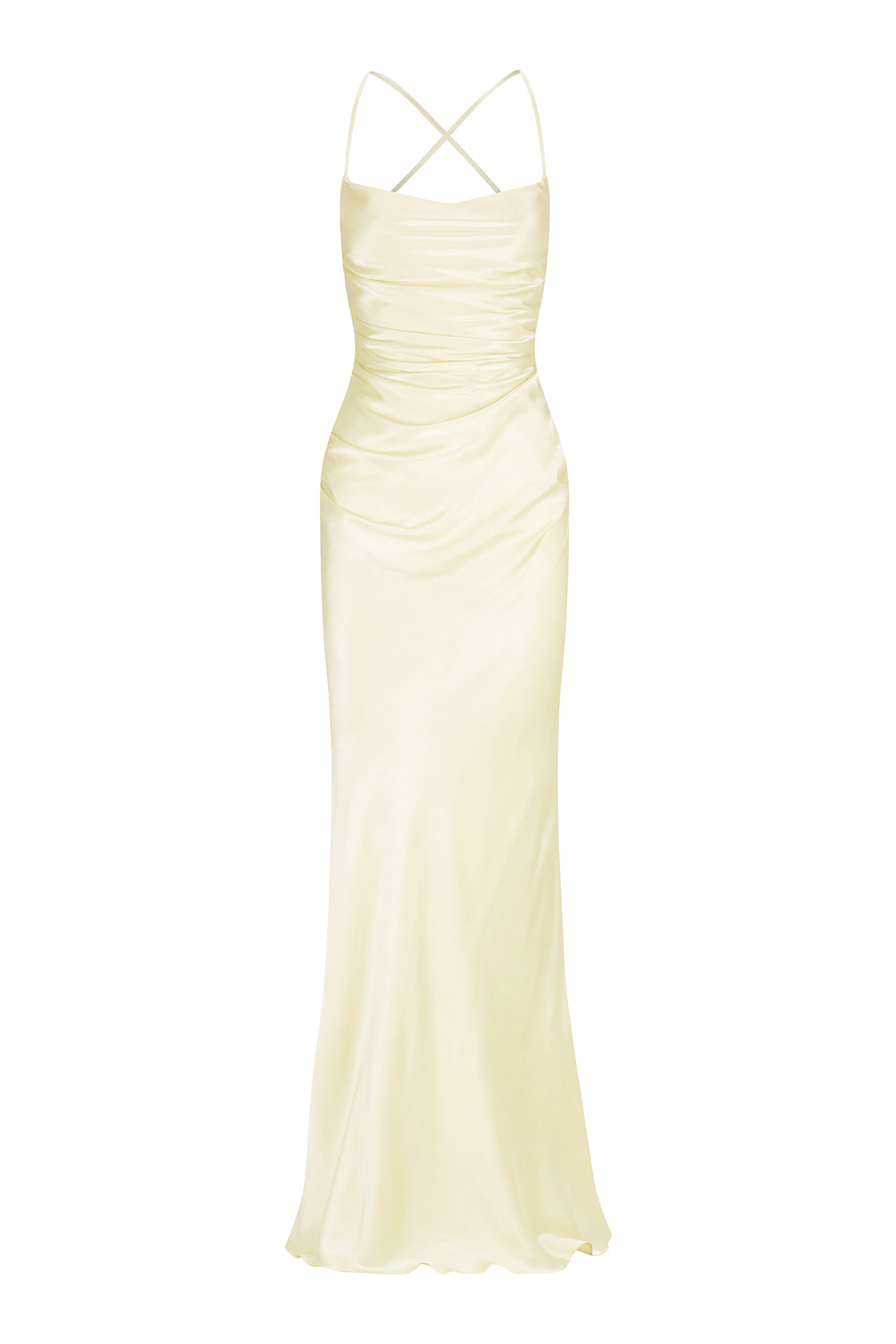 فستان لا لون طويل بأربطة في الخلف