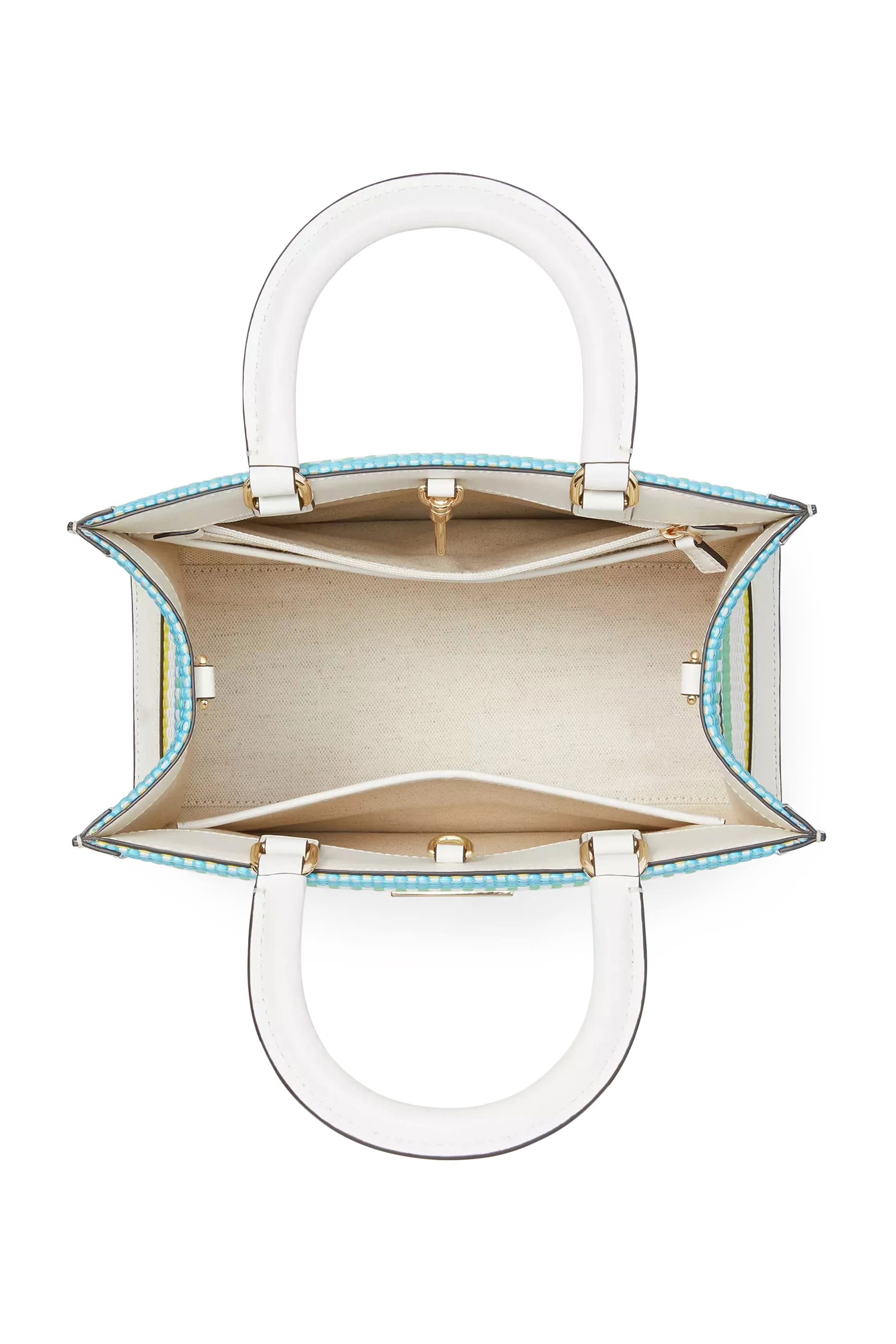 حقيبة يد مانهاتن صغيرة مخططة قش منسوج