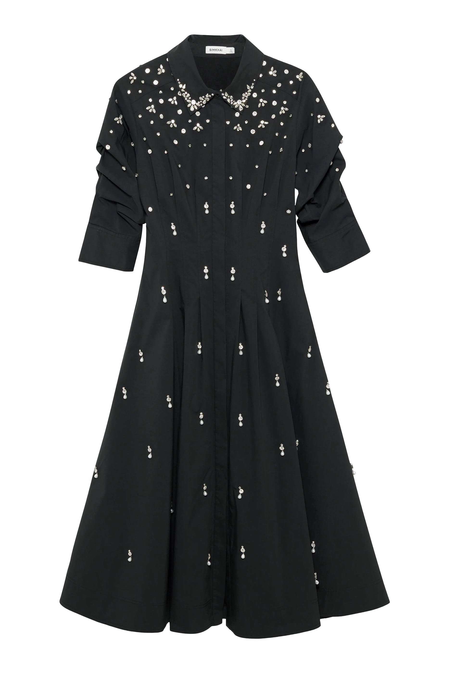 فستان جاز متوسط الطول مطرز