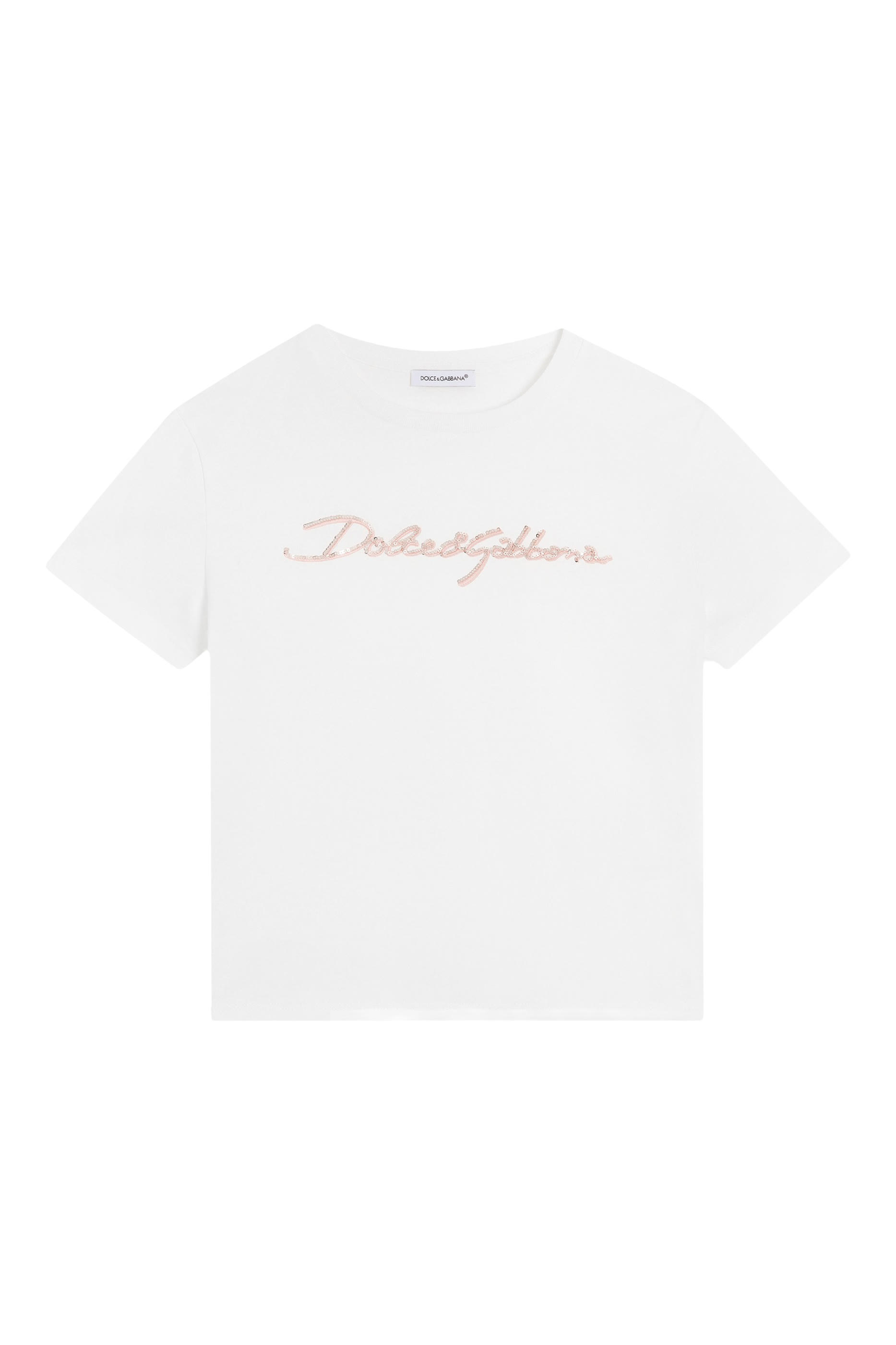 تيشيرت بياقة مستديرة وشعار الماركة للأطفال