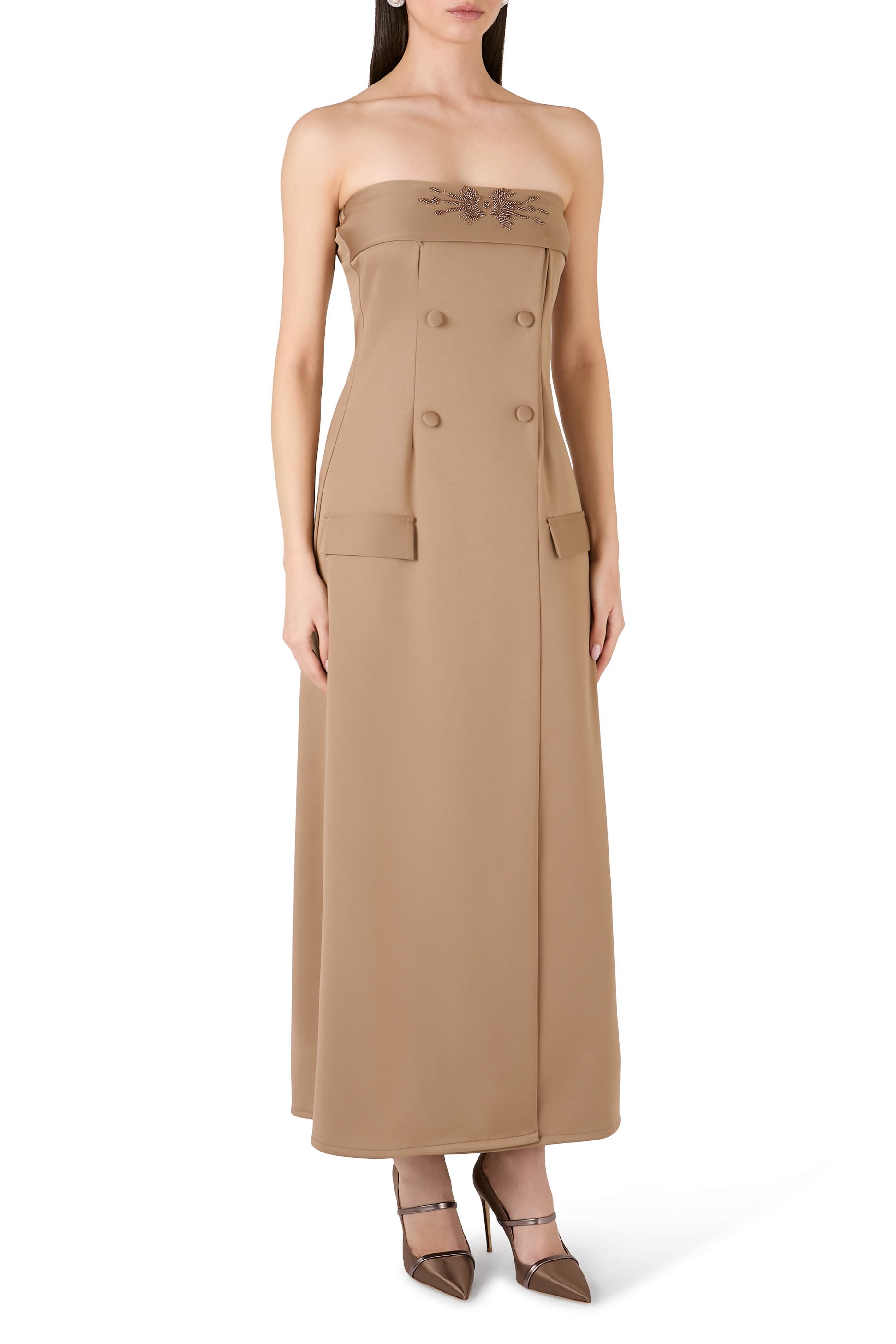 طقم جاكيت قصير مطرز وفستان