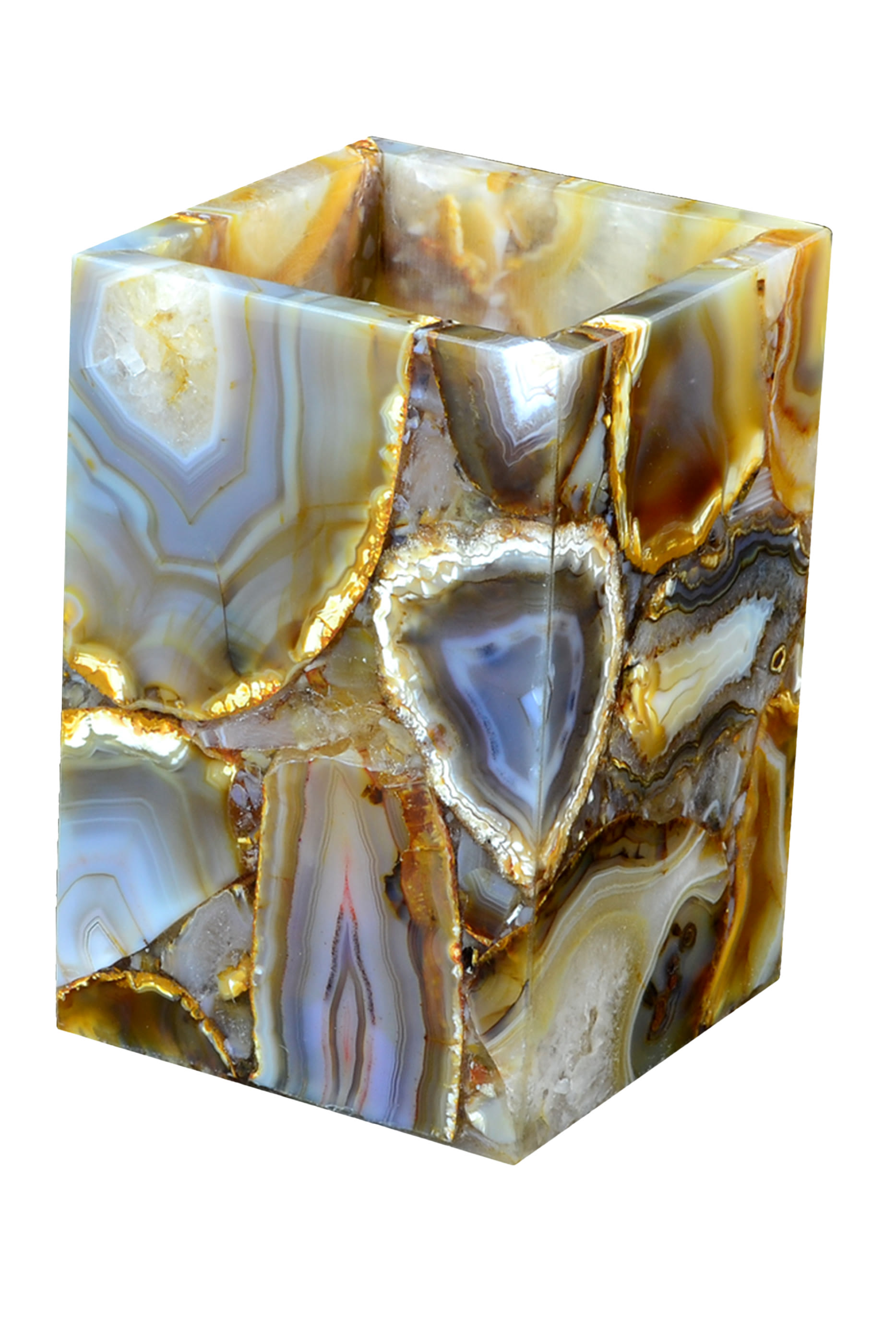 حامل فرشاة أسنان من العقيق شبه الكريم