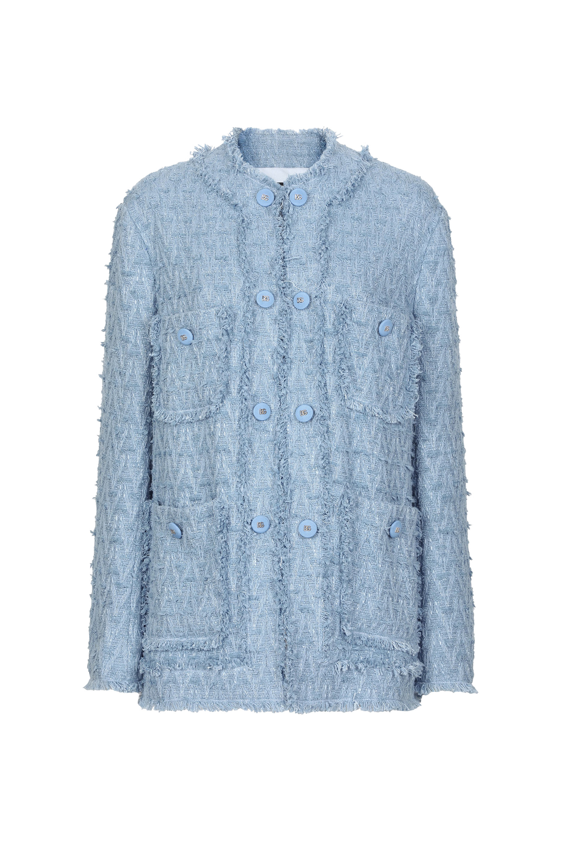 جاكيت بصف أزرار وحياكة مكشكشة قطن