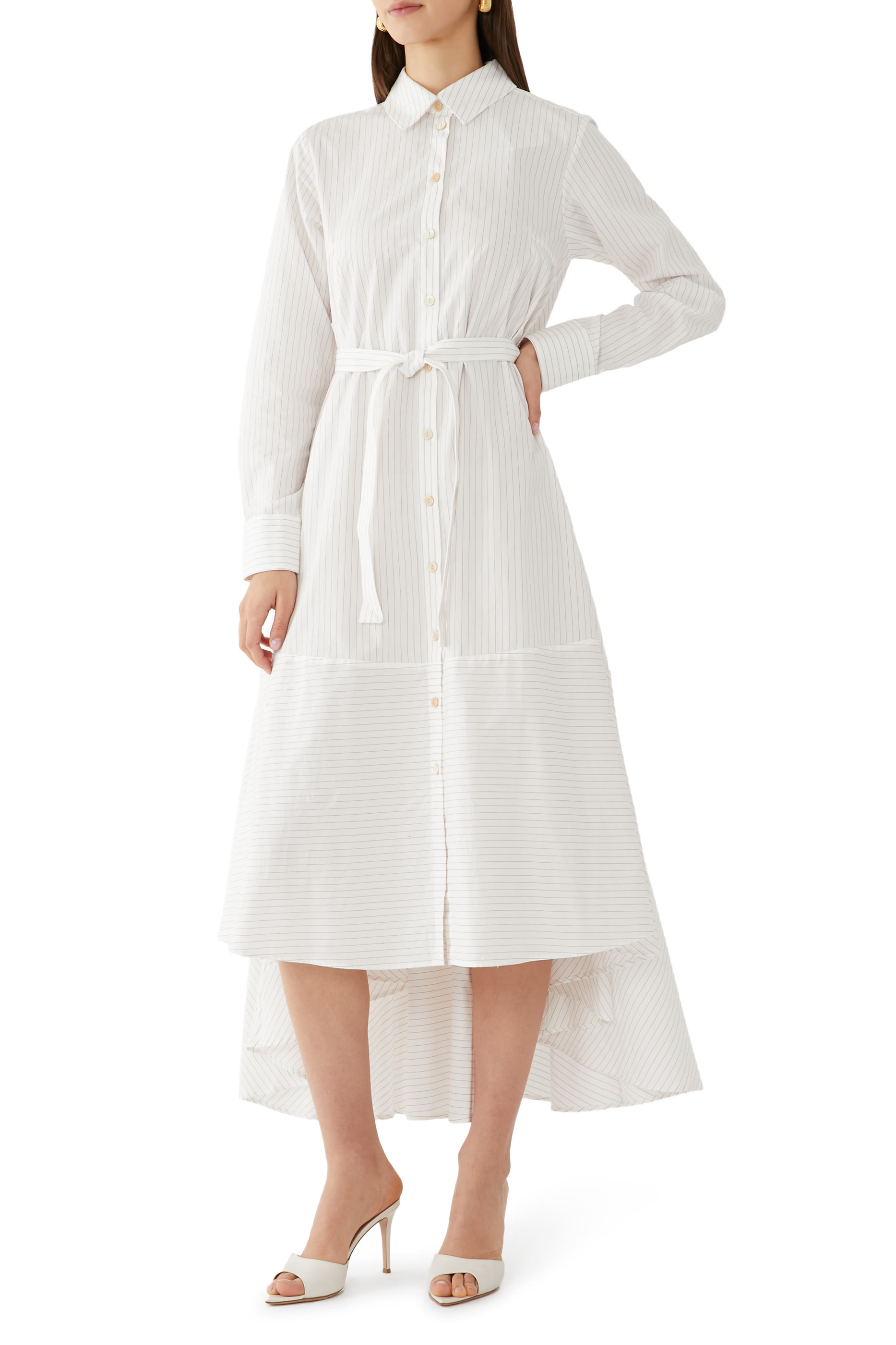 فستان رام  بتصميم قميص مخطط