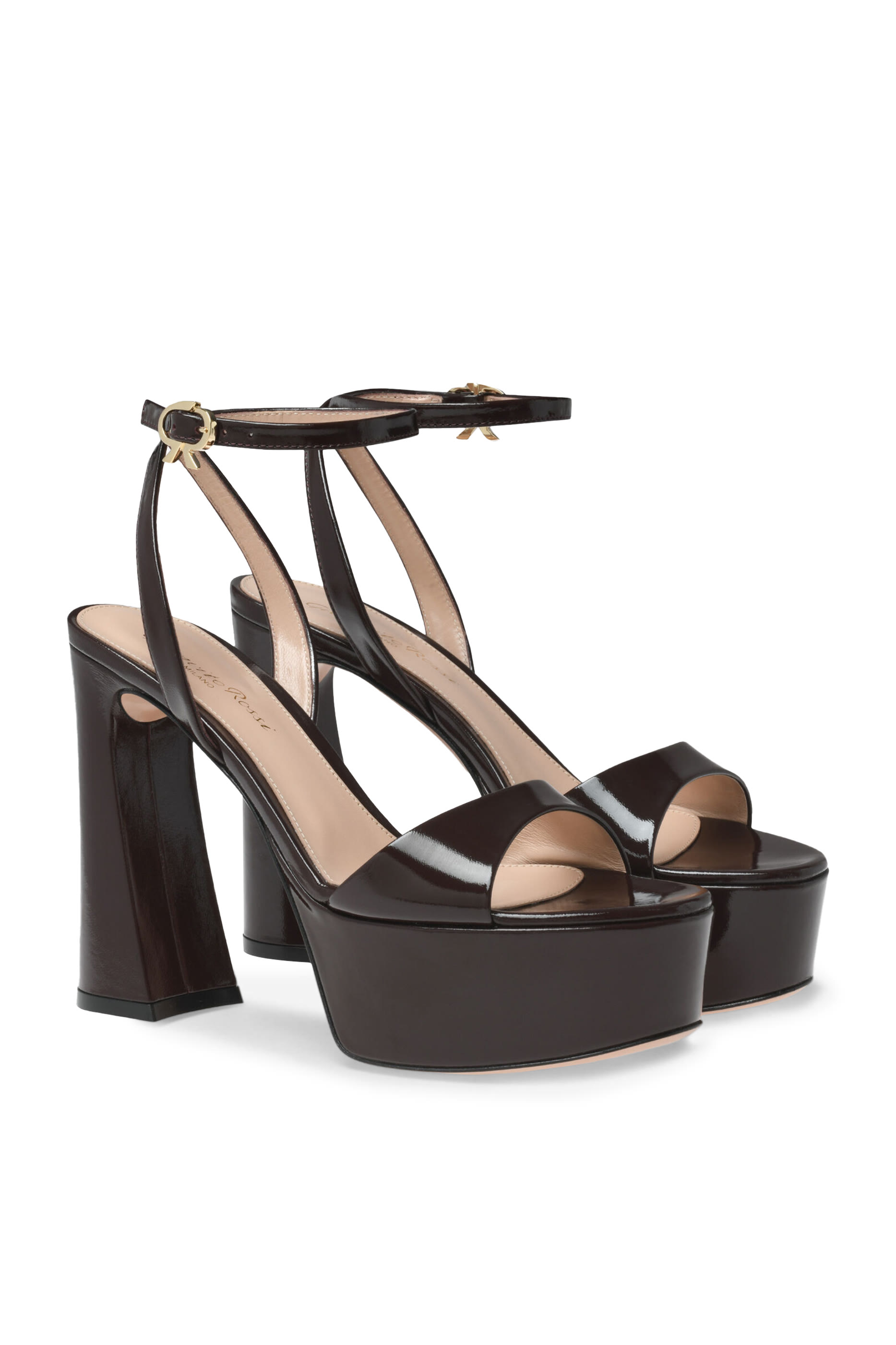 صندل نانسي 110 بكعب سميك جلد لامع