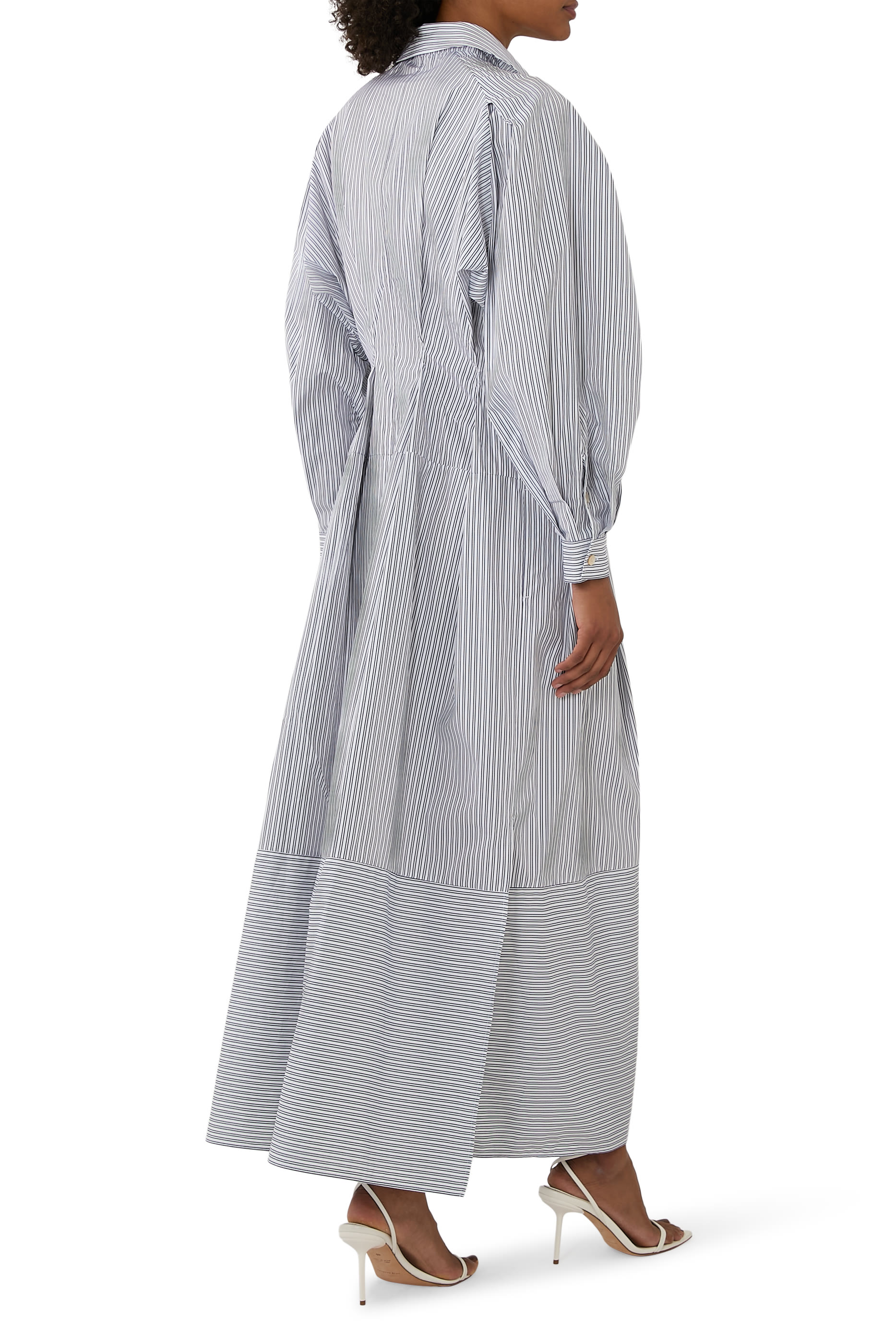 فستان فيسيل مخطط متوسط الطول