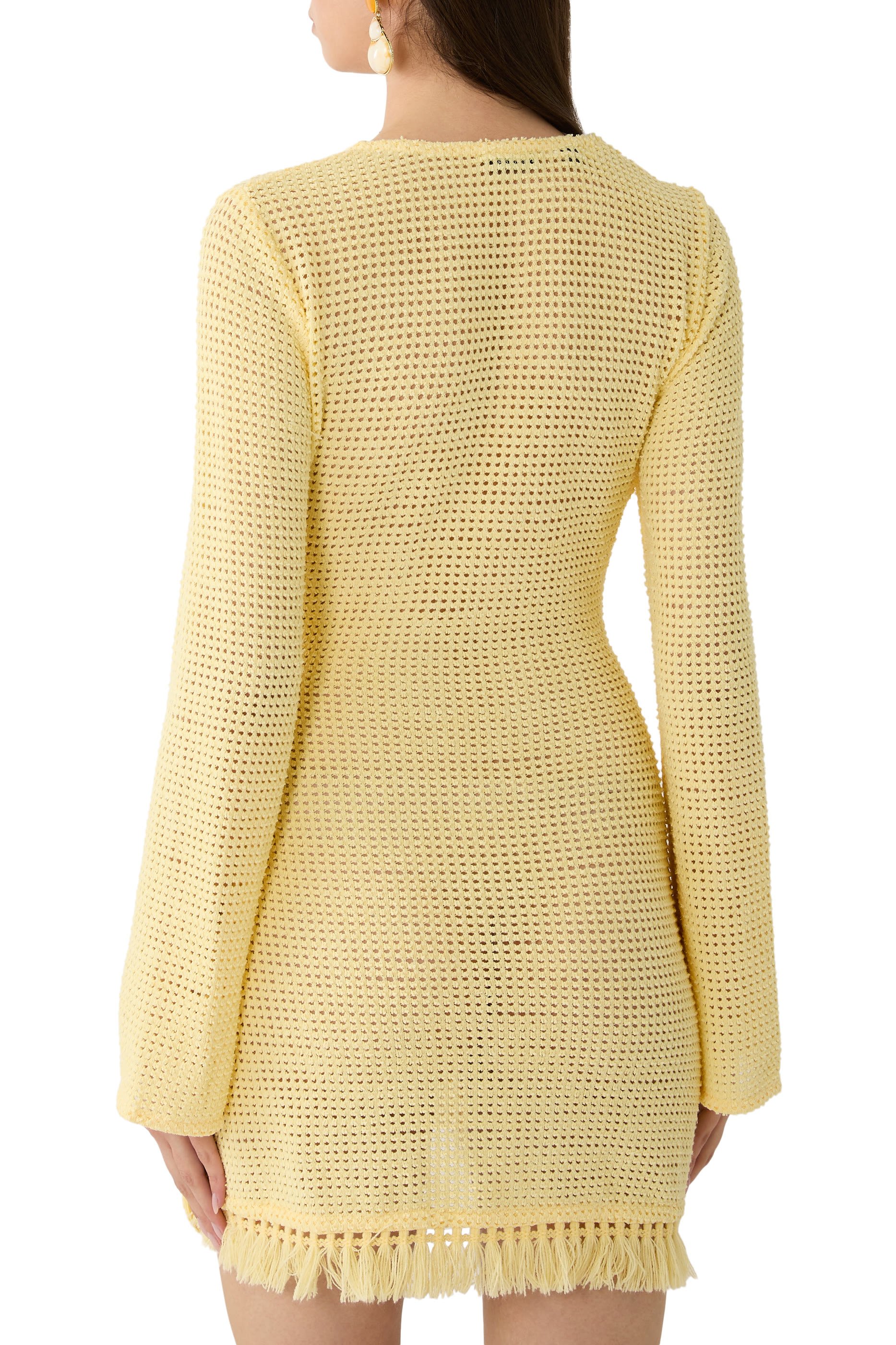 فستان قصير بحافة مزينة بشراشيب