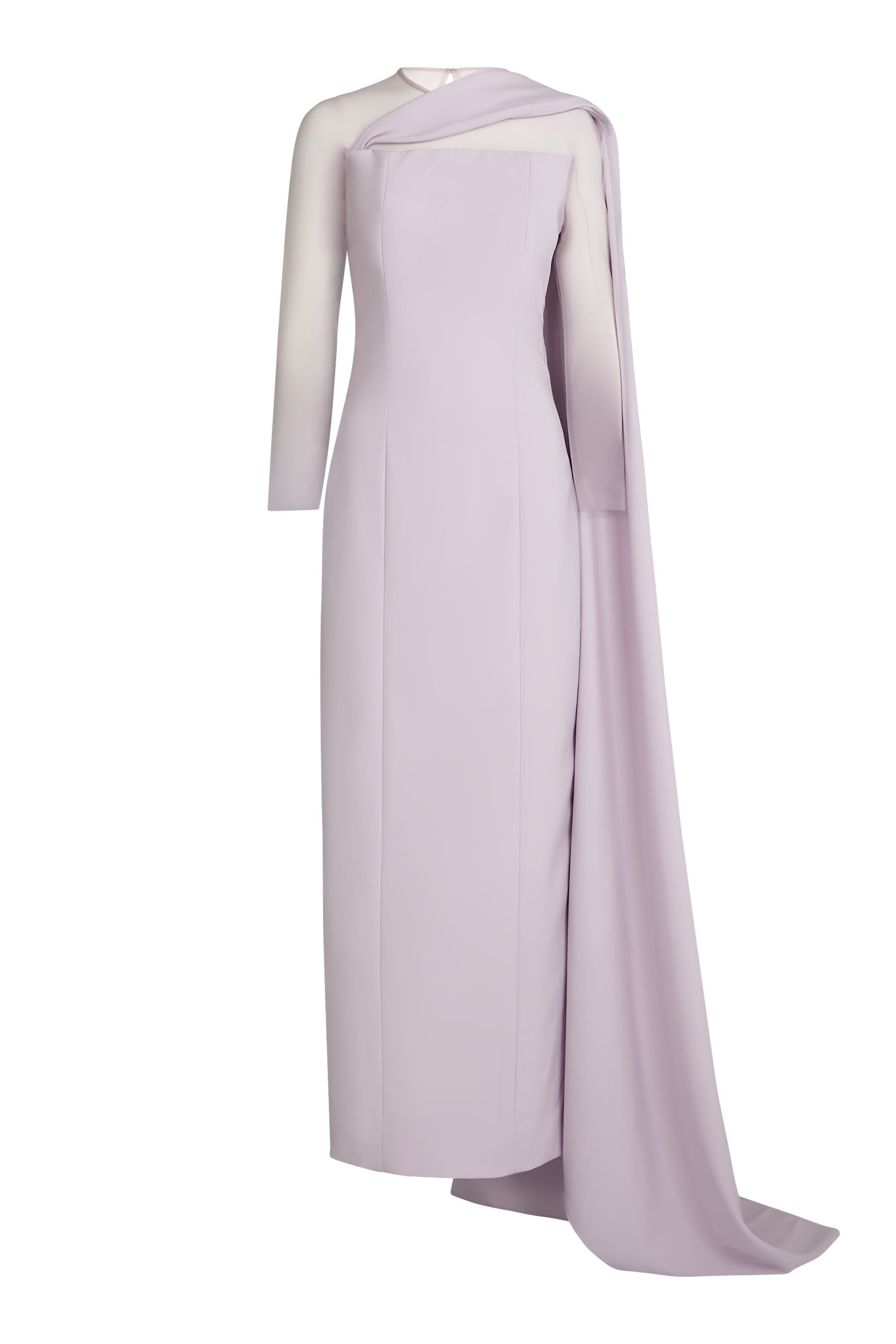 فستان سهرة بقصة مستقيمة وأجزاء شفافة