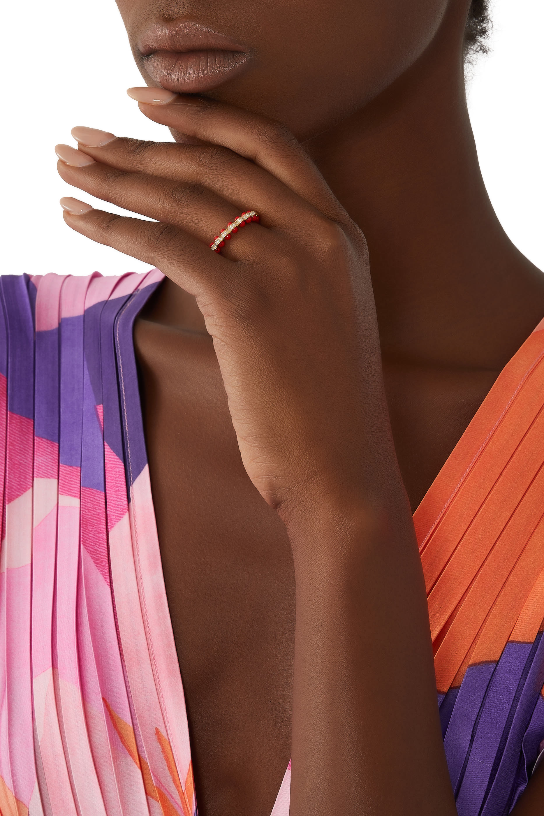 خاتم روبيديوم مرصع بالماس ذهب أصفر عيار 18