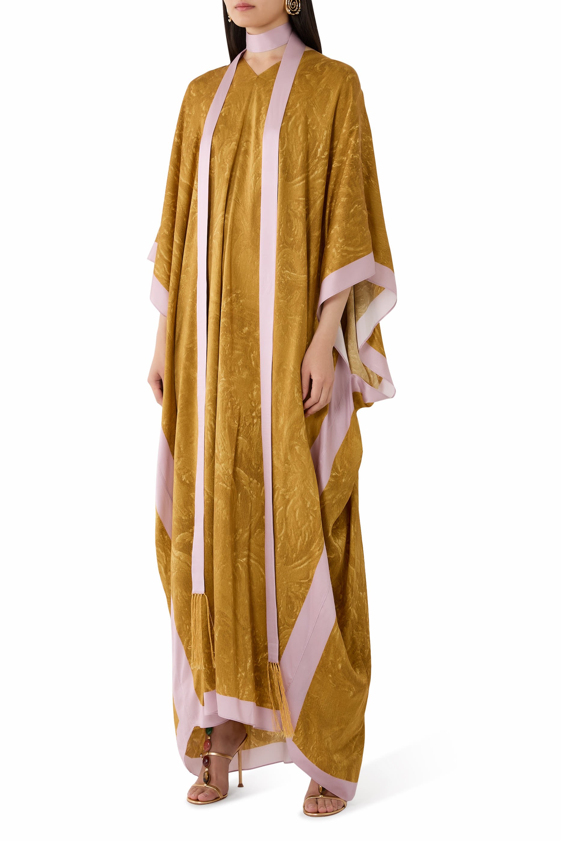 Maya V-Neck Kaftan with Scarf 