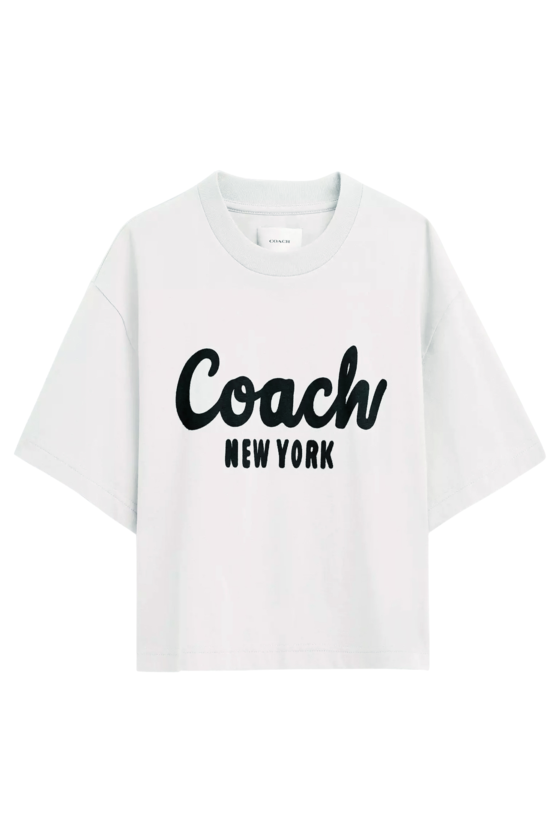 تيشيرت قصير بنقشة شعار الماركة بخط يدوي