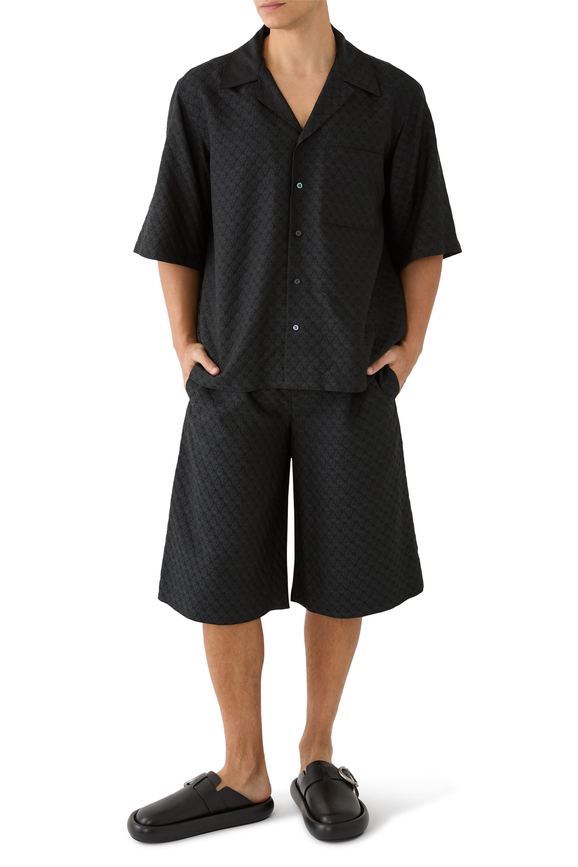 قميص هاوايان بياقة مطوية