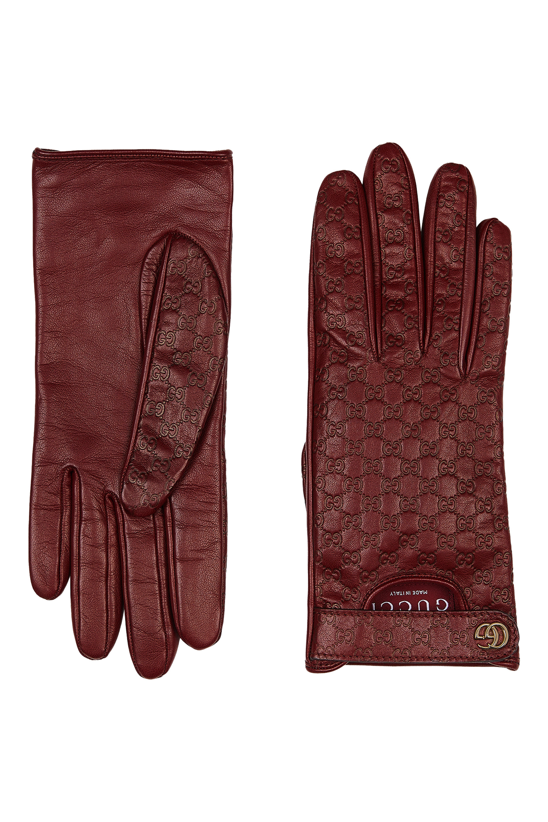 قفازات بحلية حرفي شعار الماركة جلد بنقشة حرفي شعار الماركة