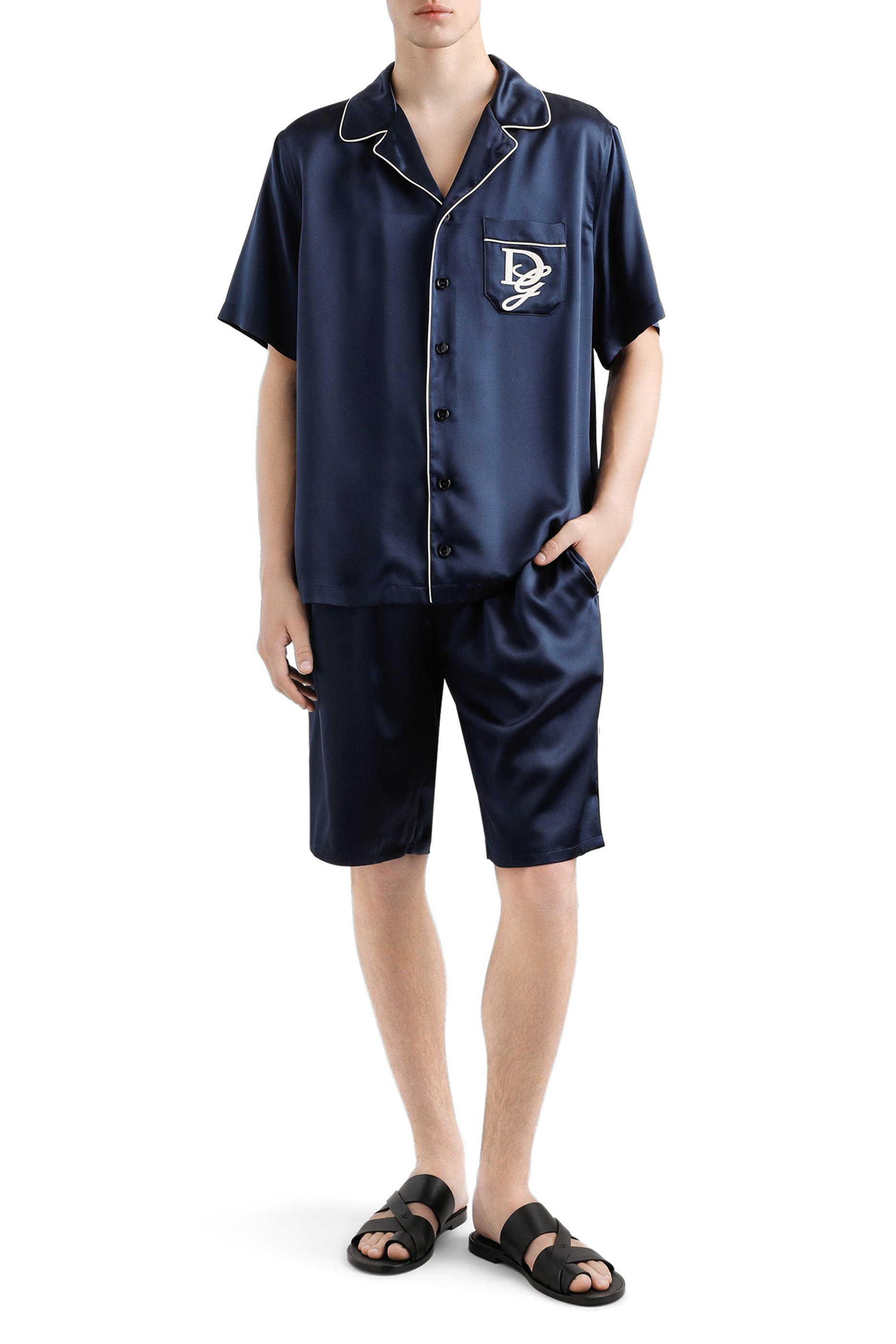 قميص بشعار الماركة حرير ساتان