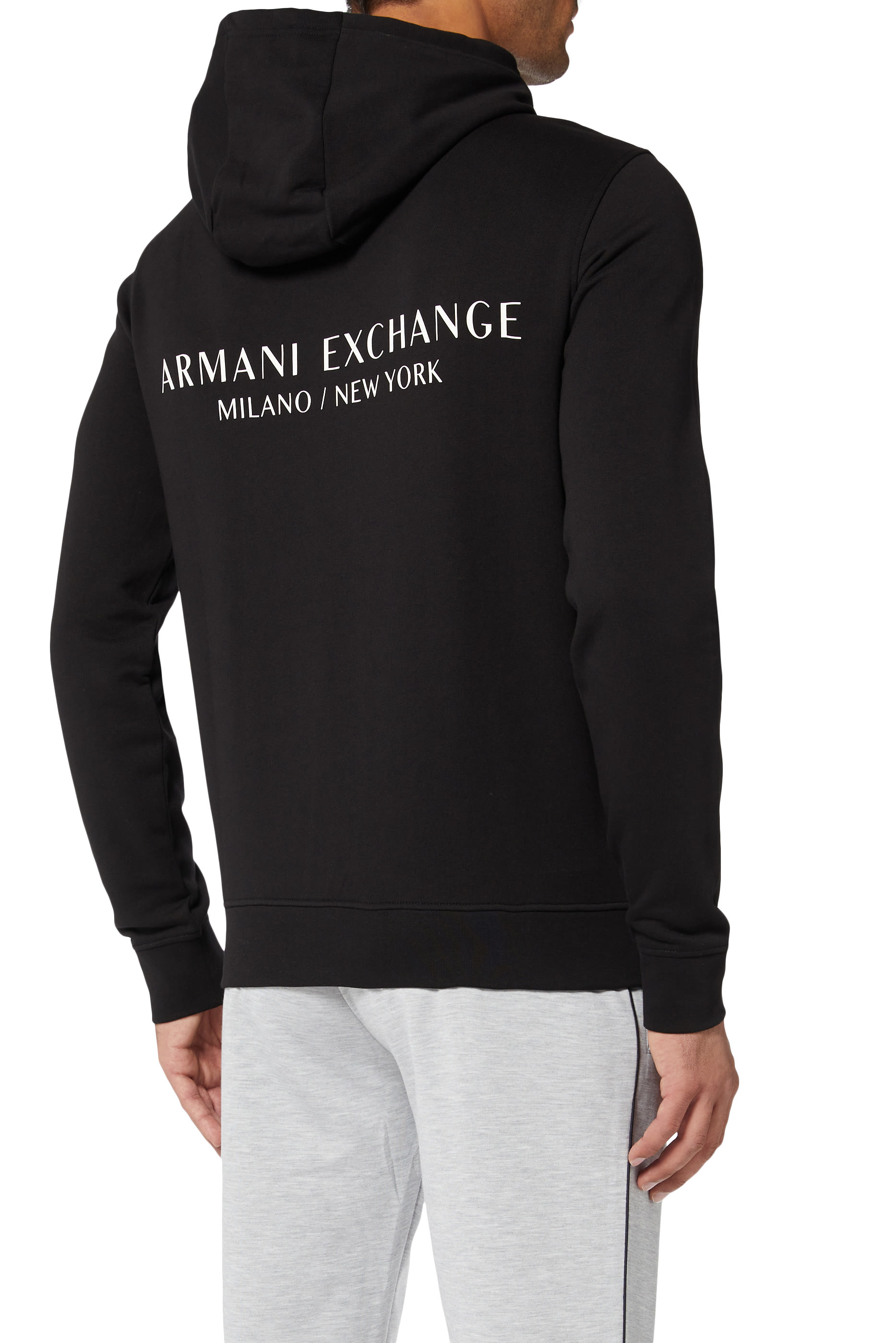 سويت شيرت بغطاء رأس وطبعة شعار الماركة