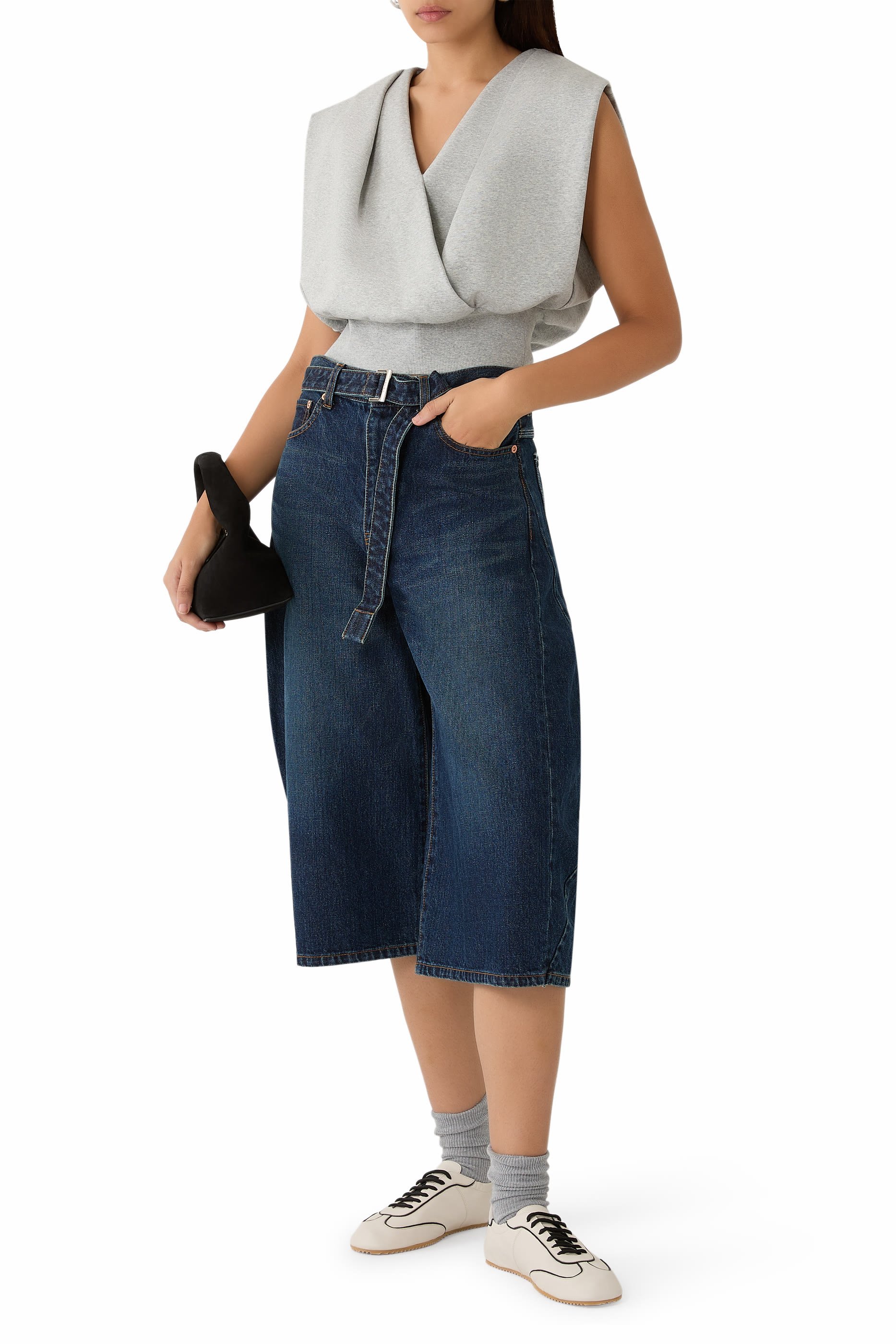 بلوزة درابيه بلا أكمام تيري فرنسي