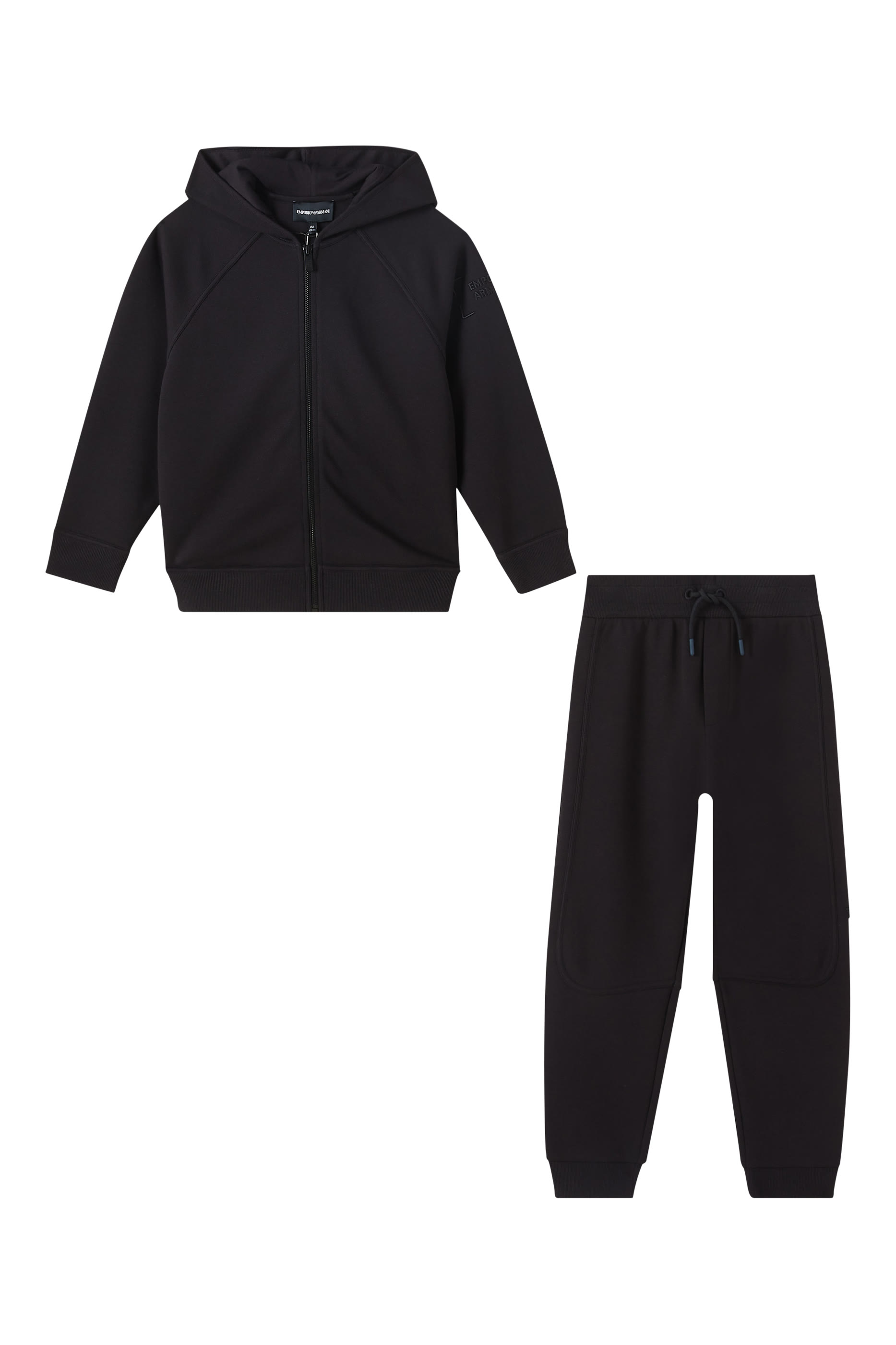 طقم بدلة رياضية مطرز بشعار الماركة مزيج قطن للأطفال