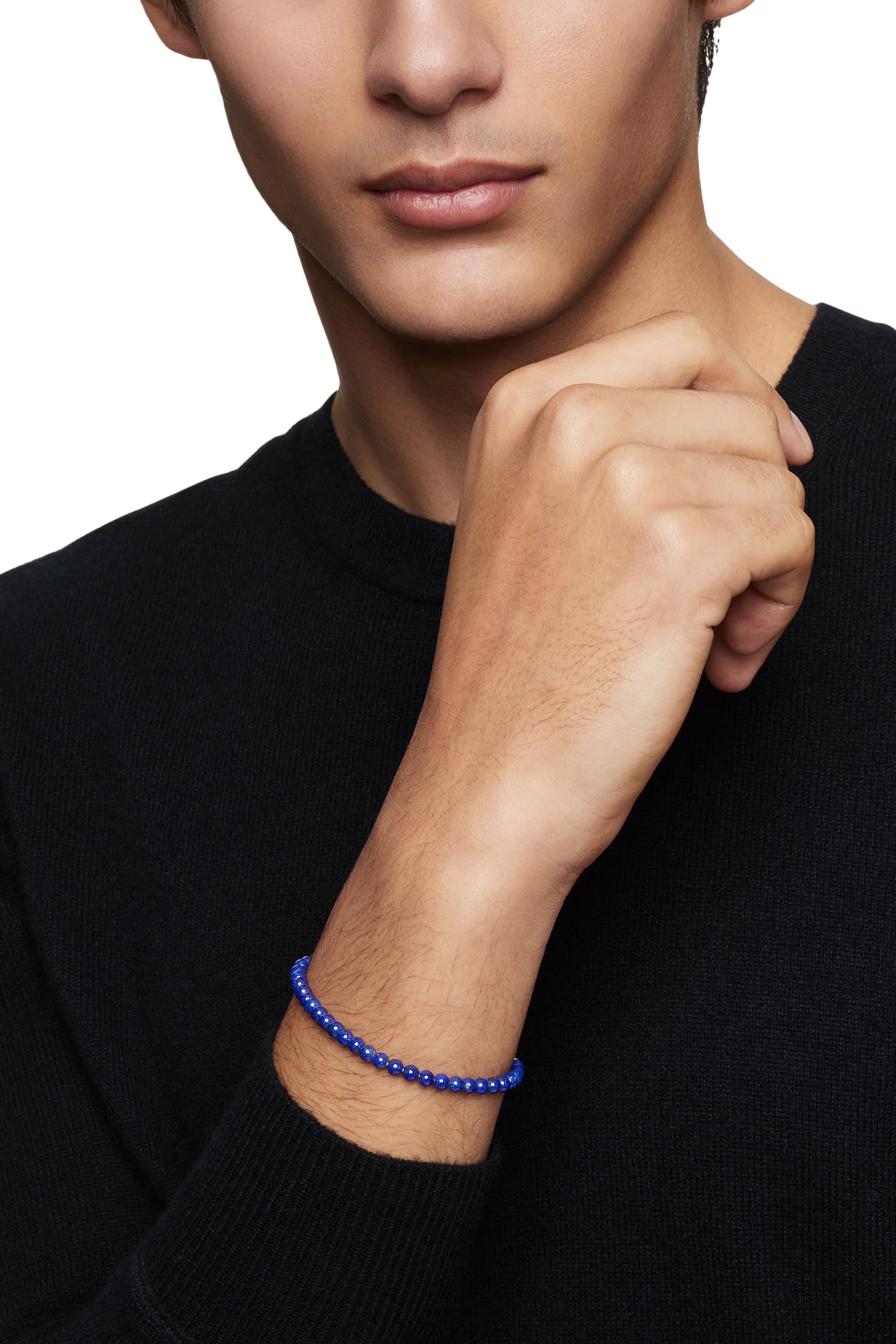 سوار بخرز بتصميم مسبحة، فضة استرلينية ولازورد